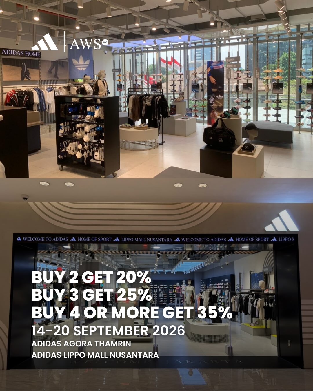 Promo Buy More Get More adidas di Agora & Lippo Mall, 14–20 September 2026 - Image 1