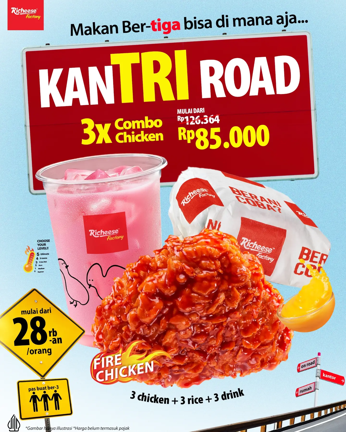 KanTRI Road Richeese: 3 Ayam + 3 Nasi + 3 Minum Mulai 28 Ribuan - Image 2