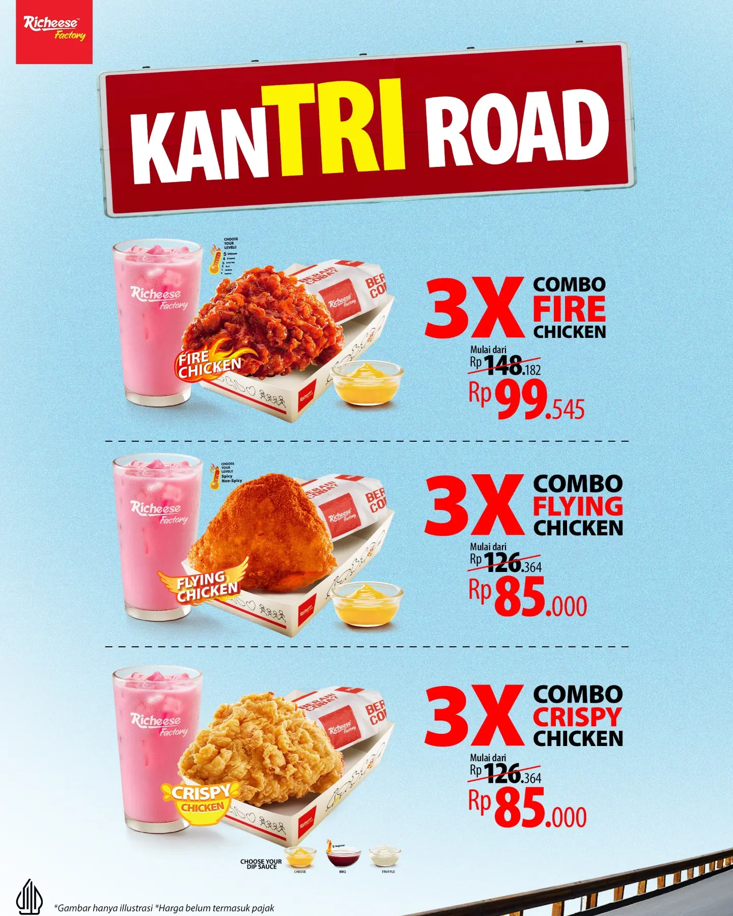 KanTRI Road Richeese: 3 Ayam + 3 Nasi + 3 Minum Mulai 28 Ribuan - Image 3