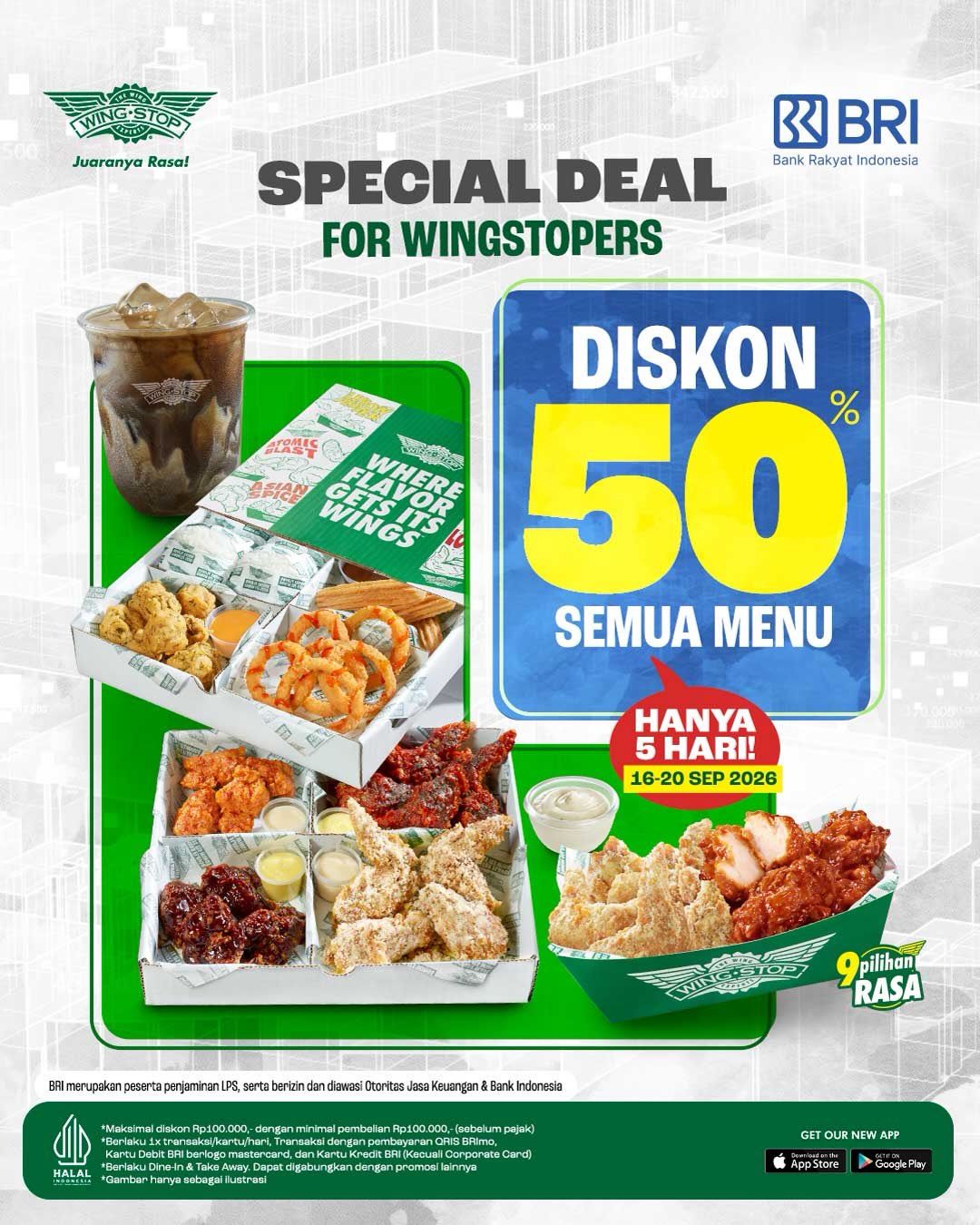 Diskon 50% Semua Menu Wingstop Pakai BRI, Maks Rp100.000 (16-20 Sep 2026) - Image 2