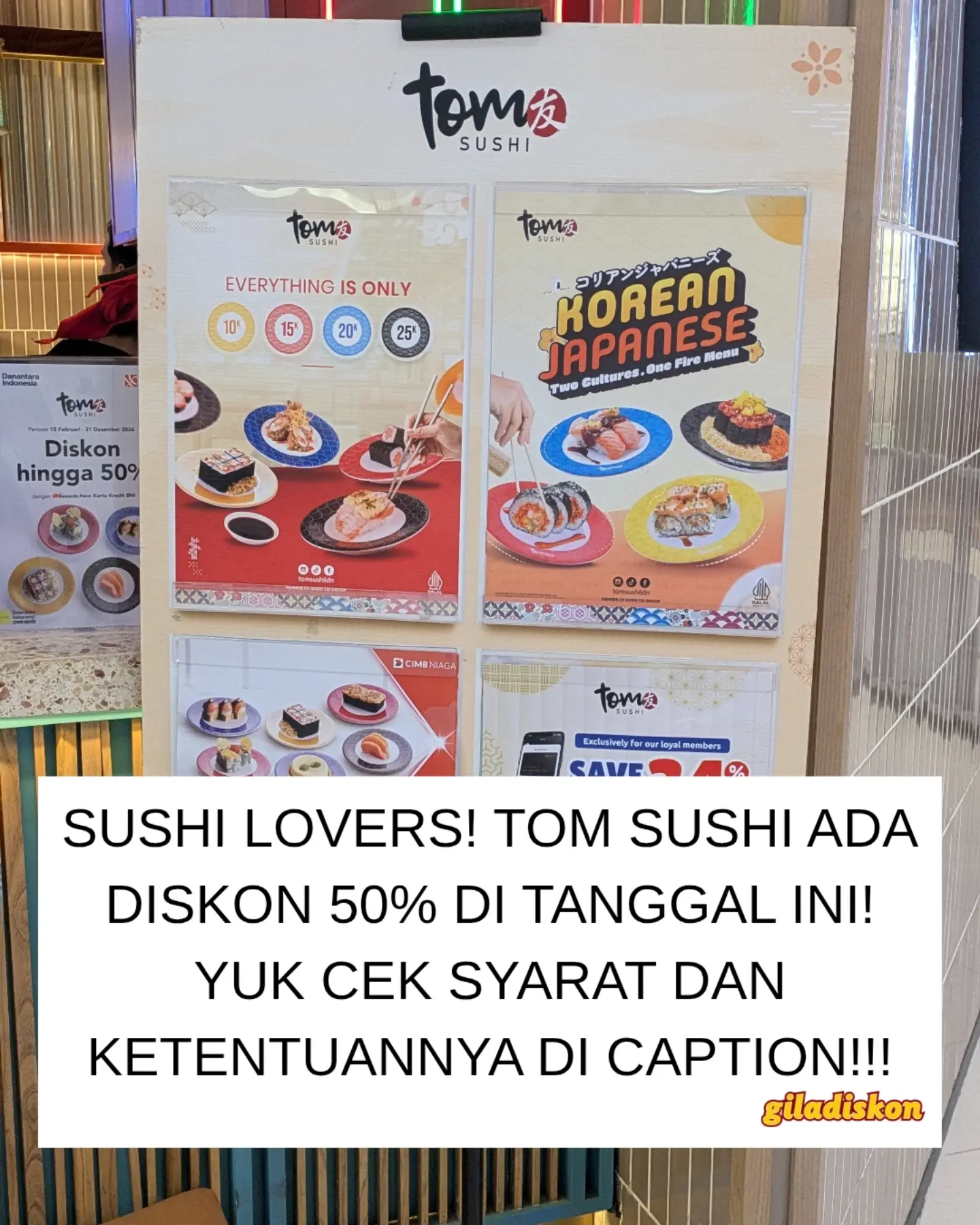 Tom Sushi: Red Colorplate 10 Ribu, Blue Diskon 50%