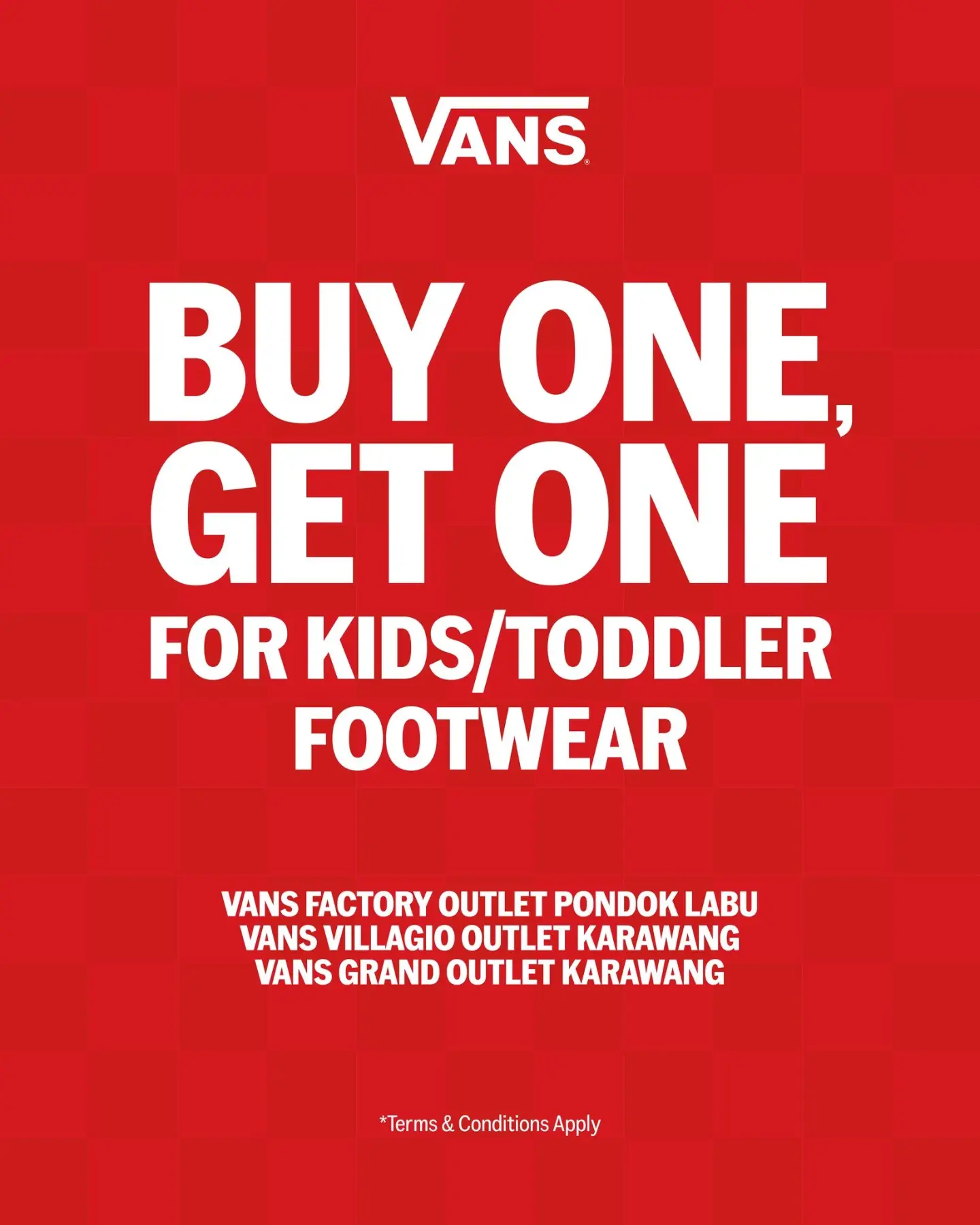 Promo Buy 1 Get 1 Sepatu Kids & Toddler Vans, 14–30 September 2026
