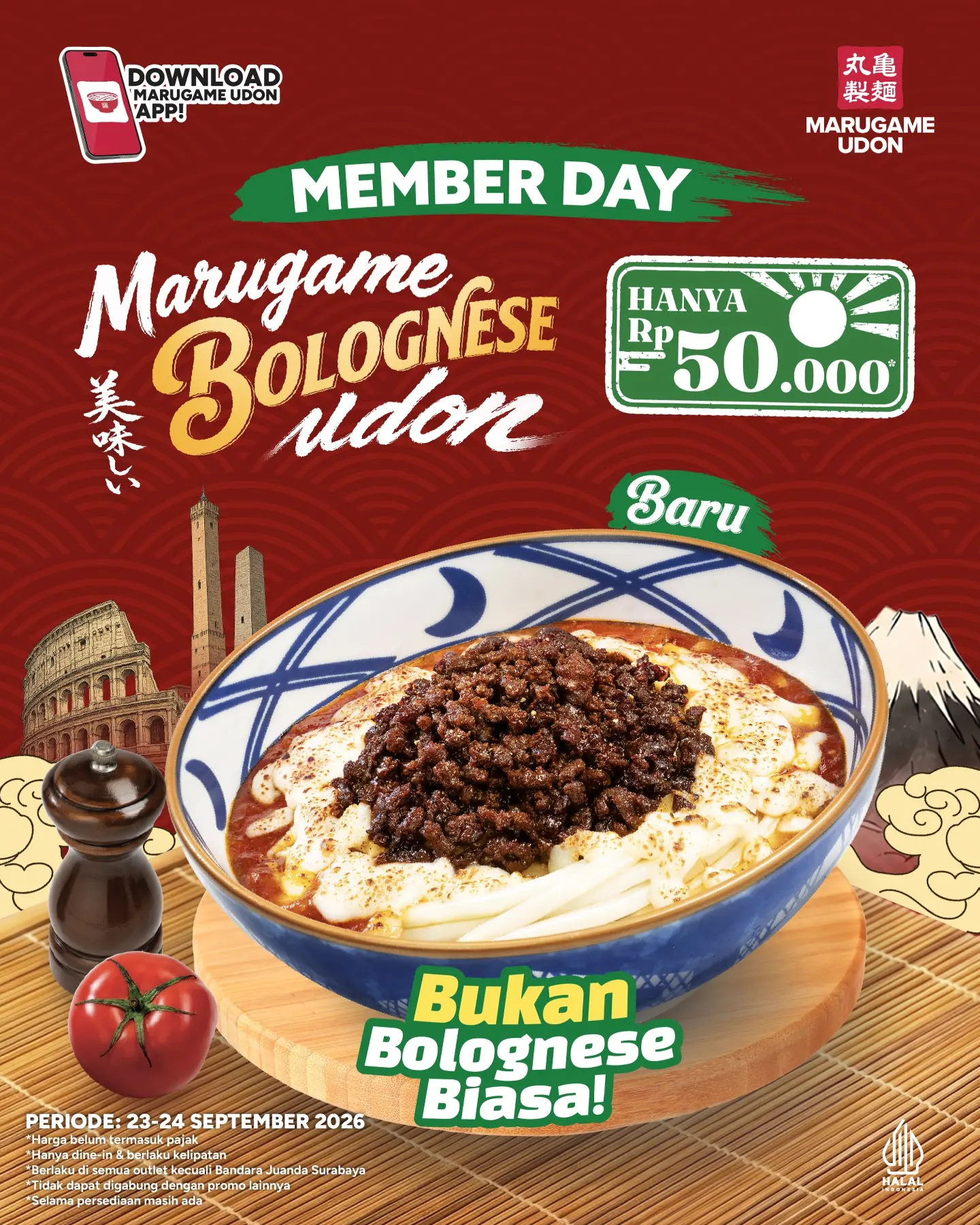 Member Day Marugame Udon: Bolognese Udon Rp50 Ribuan, 23-24 Sep! - Image 2