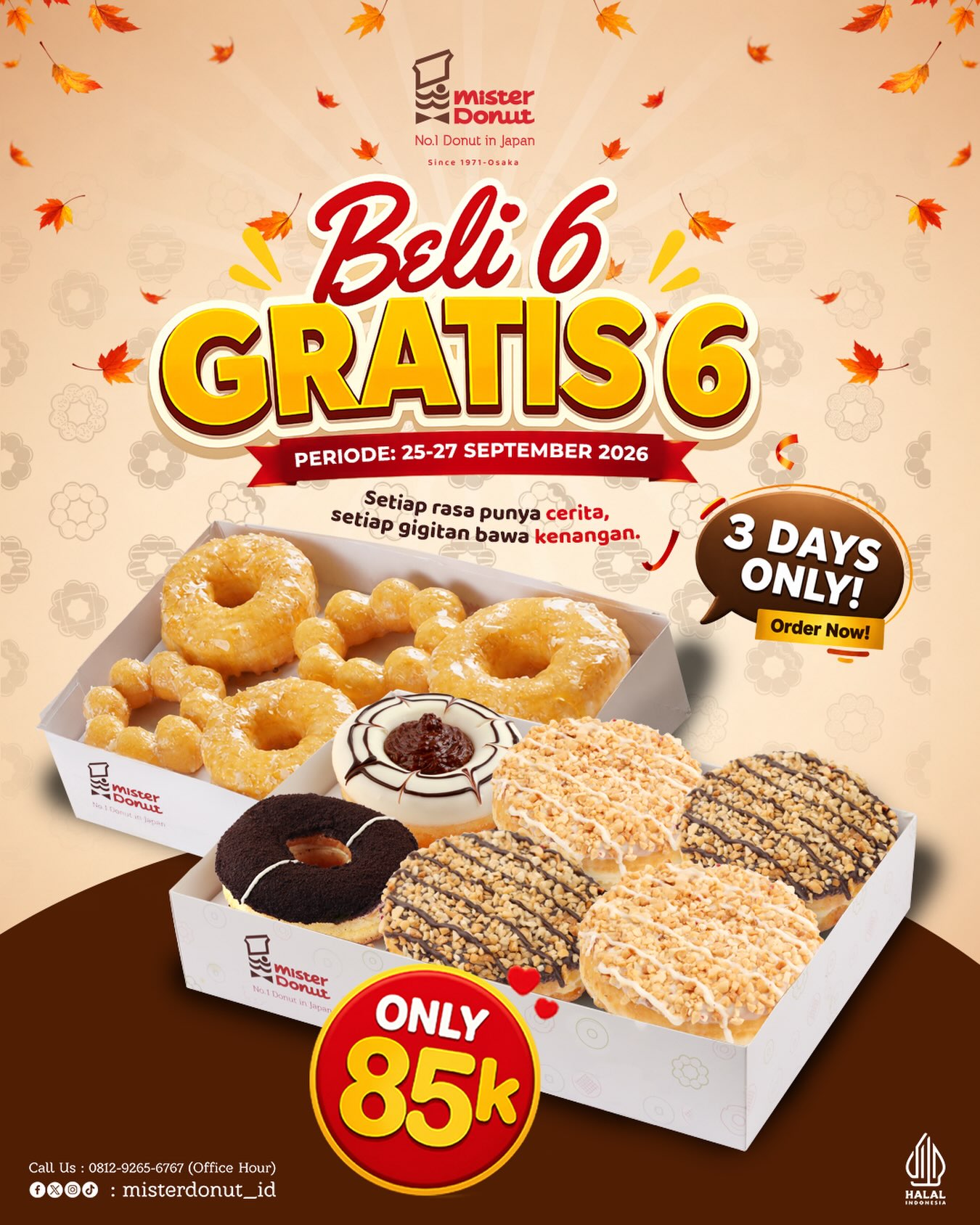Buy 6 Get 6 Donut Mister Donut Cuma Rp85.000, 25–27 Sept - Image 1