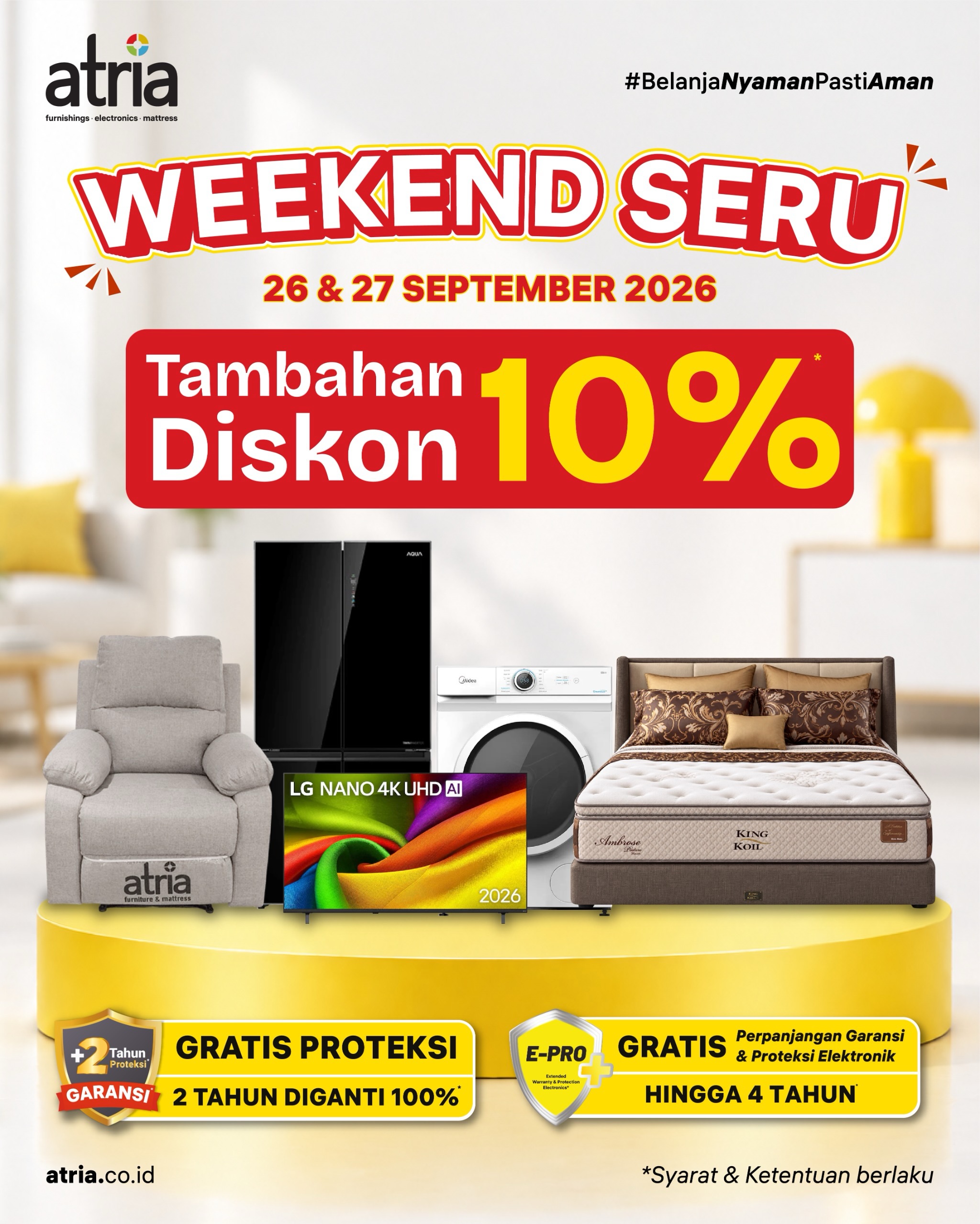 Weekend Seru Atria: Diskon s/d Rp1 Juta + Diskon 10% Matras - Image 1