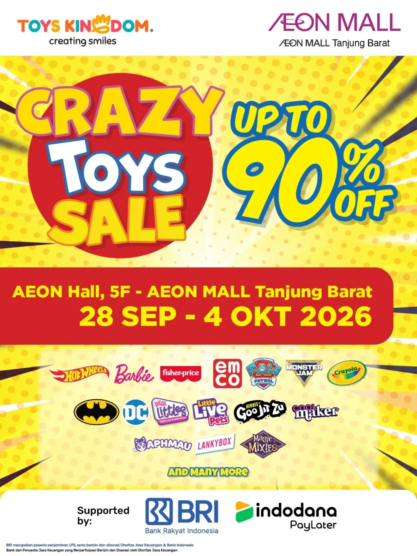 Diskon hingga 90% di Crazy Toys Sale AEON Mall Tanjung Barat - Image 1