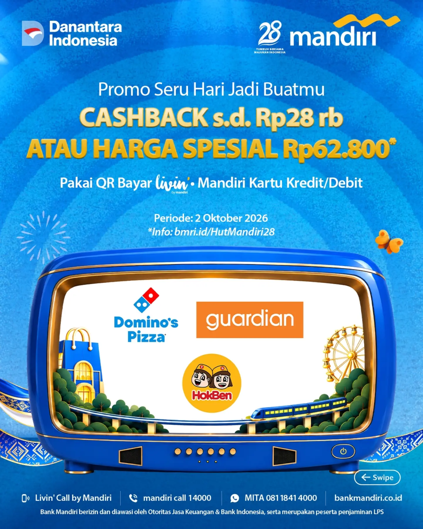 Promo Serba 28 HUT Bank Mandiri: Makan Rp28rb, Diskon & Cashback 28% - Image 7