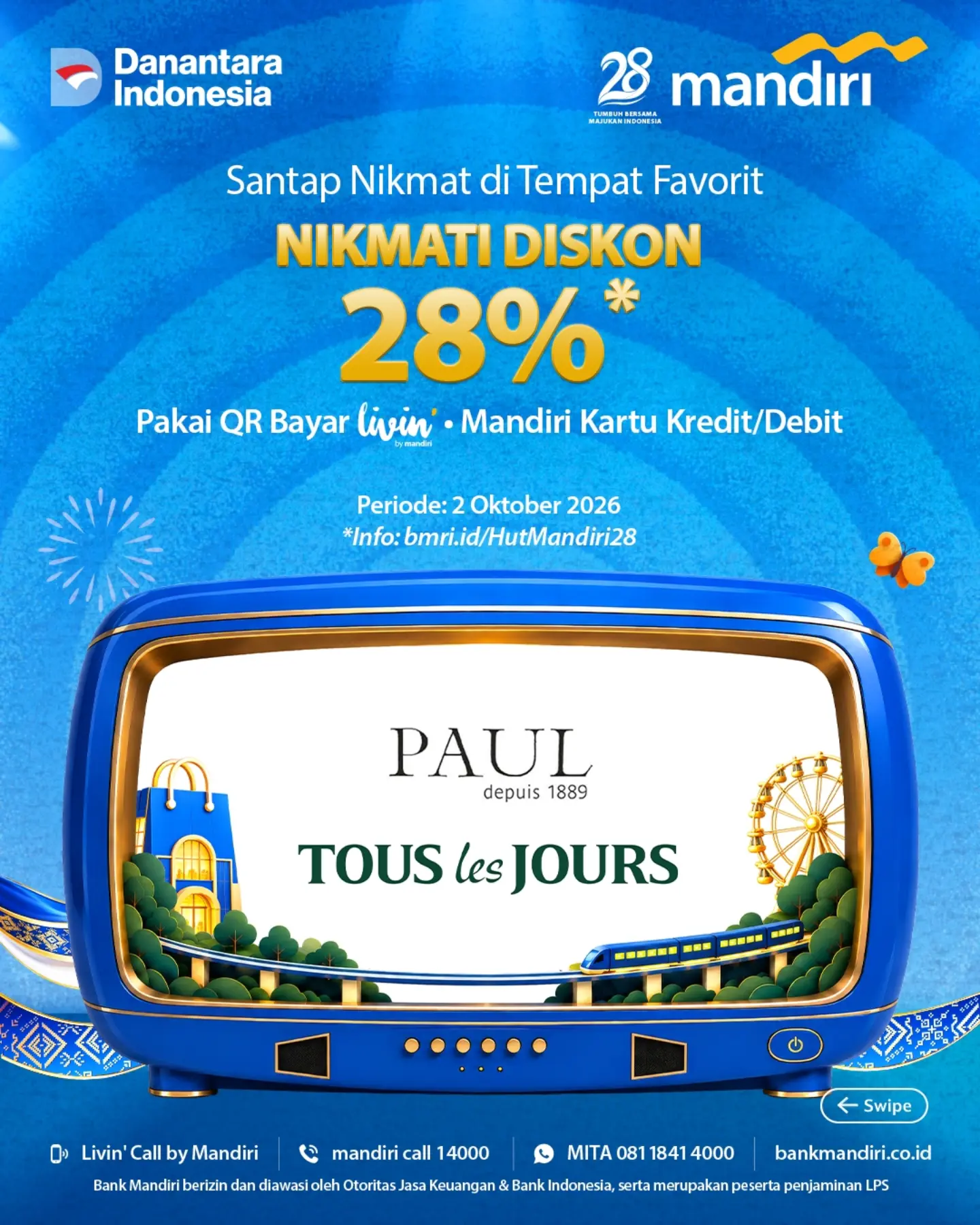Promo Serba 28 HUT Bank Mandiri: Makan Rp28rb, Diskon & Cashback 28% - Image 4