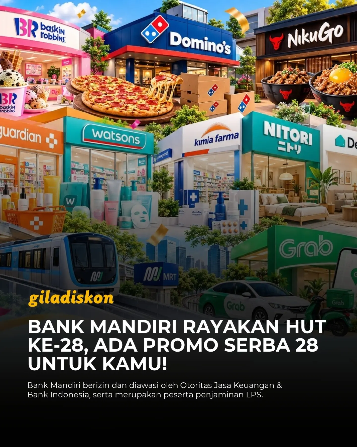 Promo Serba 28 HUT Bank Mandiri: Makan Rp28rb, Diskon & Cashback 28% - Image 1
