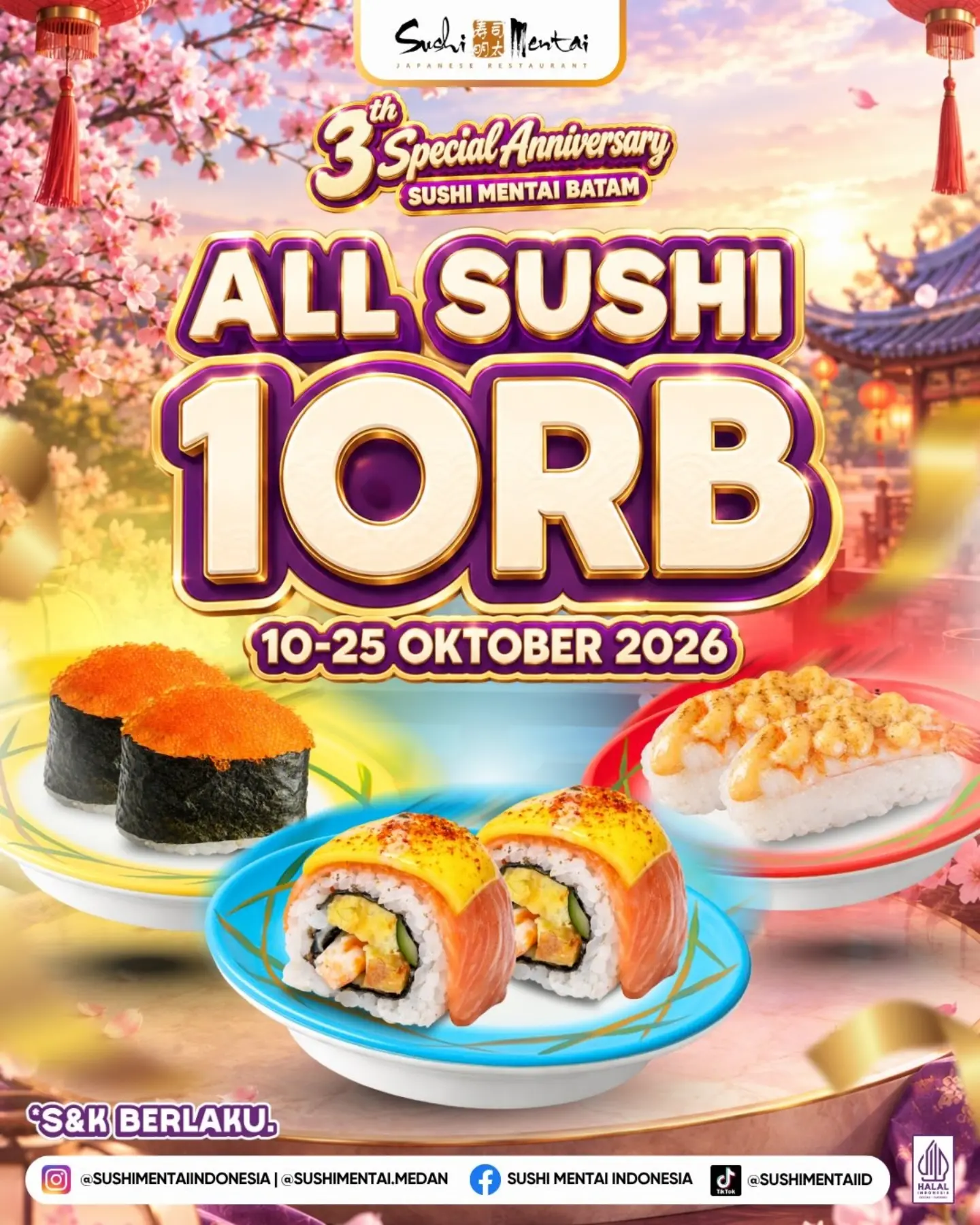 Serbu! Promo 3 Tahun Sushi Mentai Batam: Semua Sushi Rp10.000/Plate! - Image 3