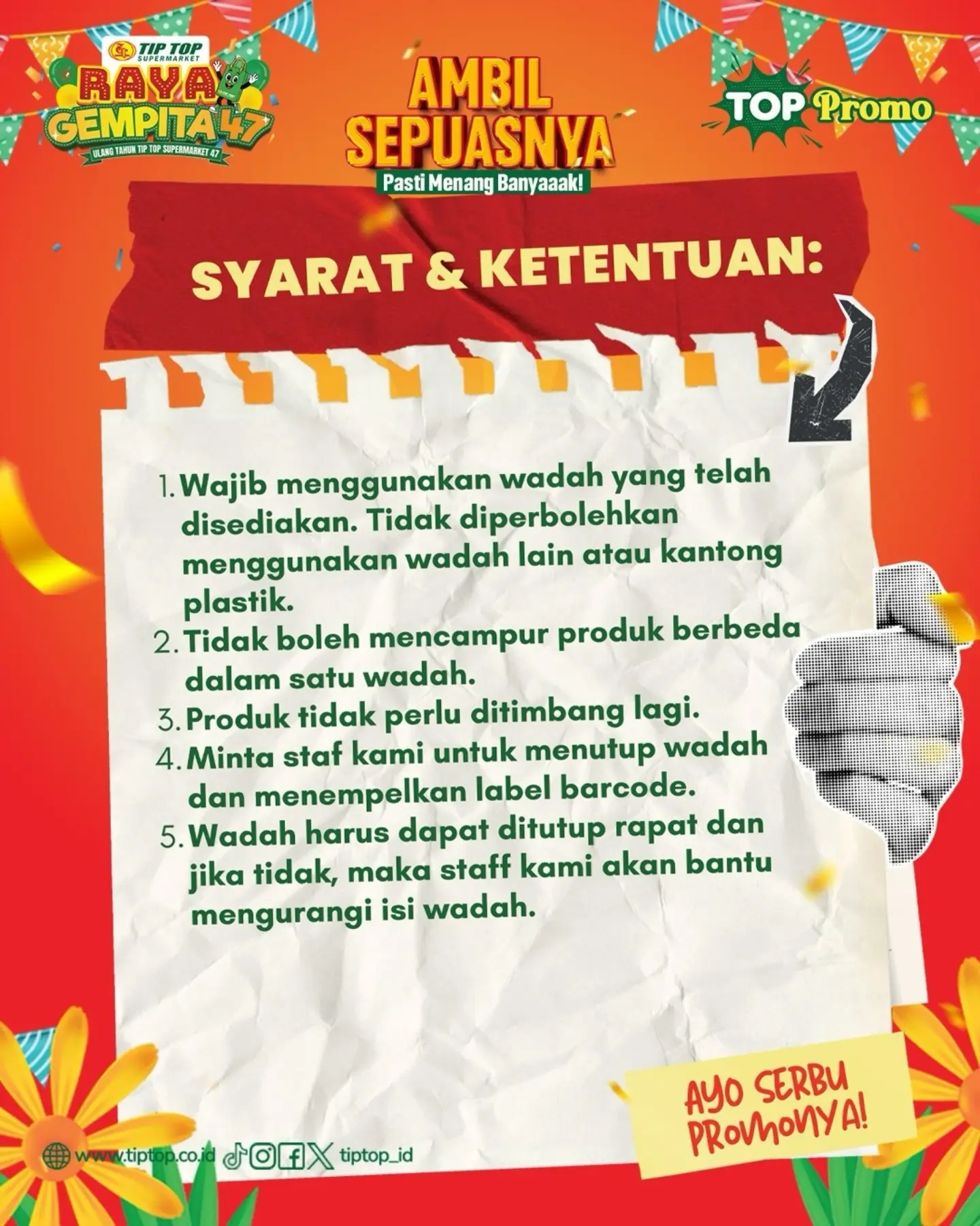 Promo Ambil Sepuasnya Raya Gempita 47 di TIP TOP 9-11 Okt 2026 - Image 4