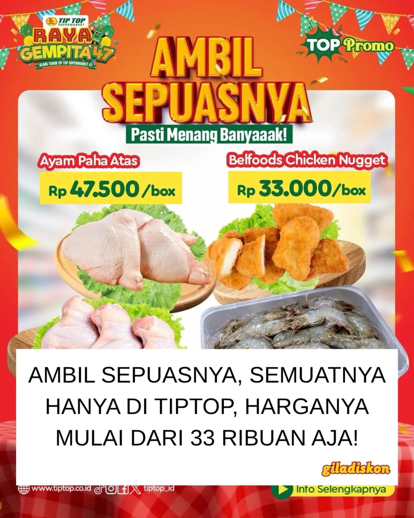 Promo Ambil Sepuasnya Raya Gempita 47 di TIP TOP 9-11 Okt 2026 - Image 1