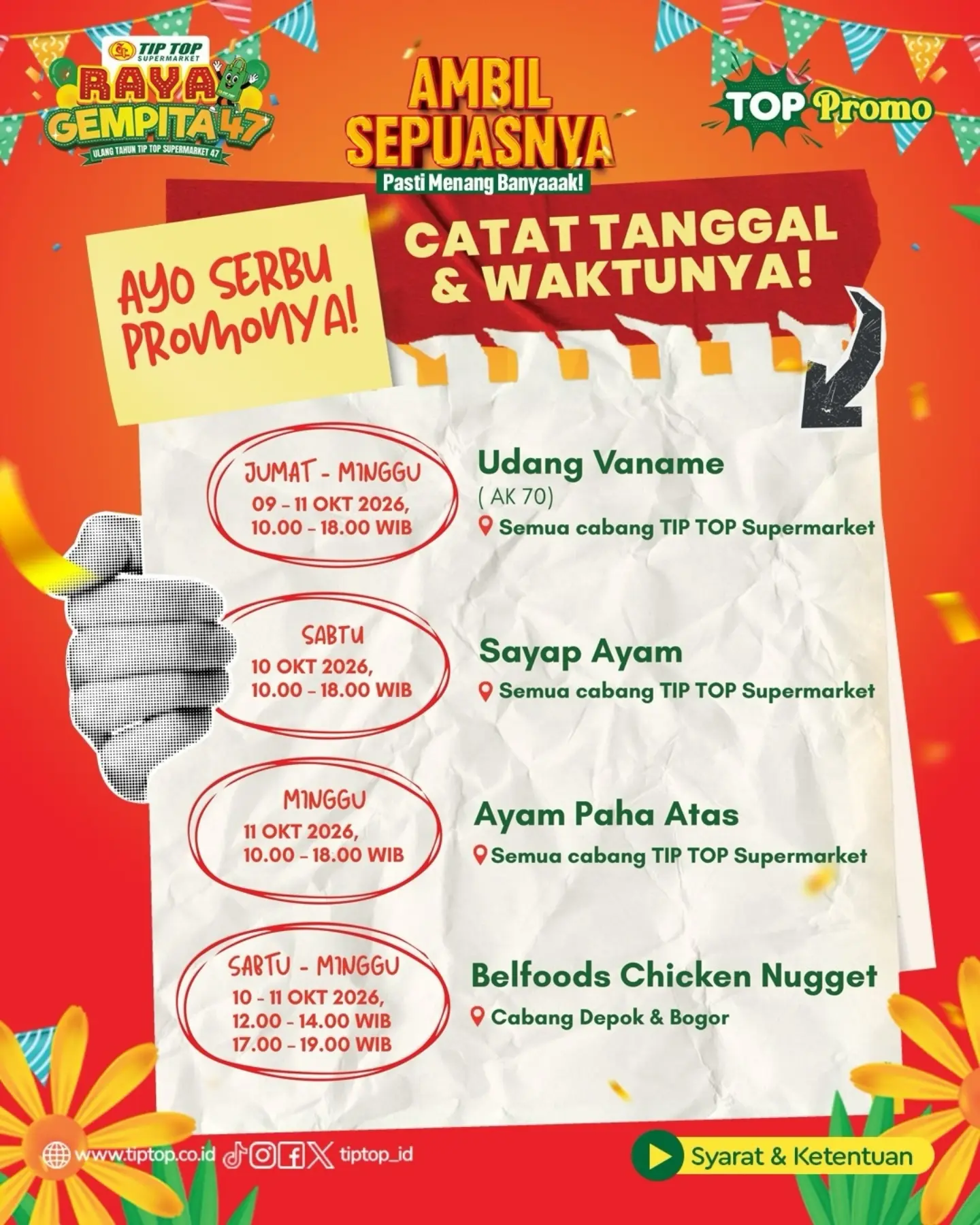 Promo Ambil Sepuasnya Raya Gempita 47 di TIP TOP 9-11 Okt 2026 - Image 3