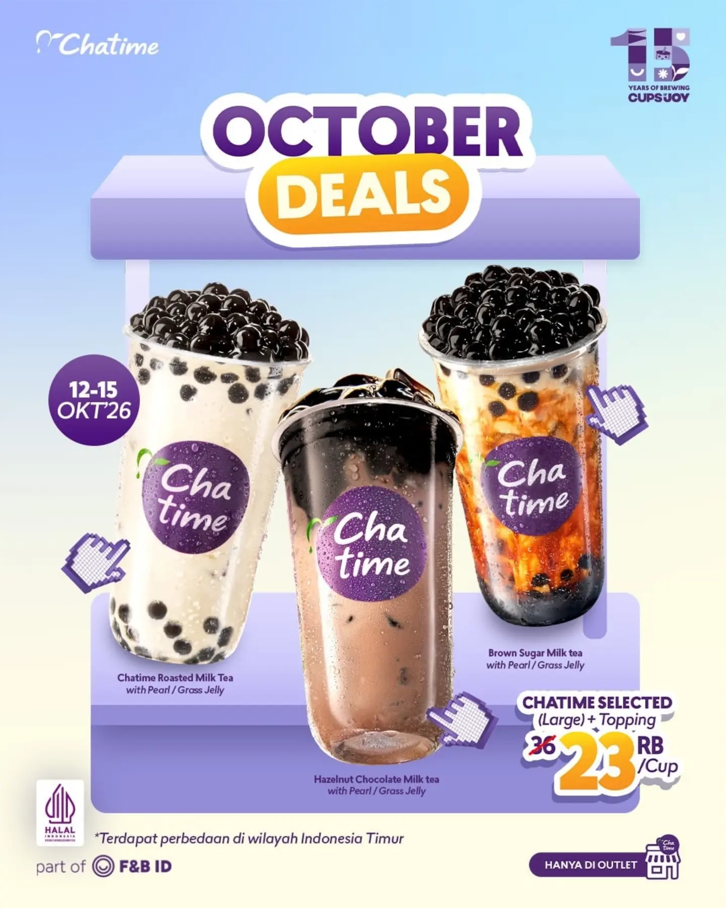 Chatime Large cuma Rp23.000, pilih topping Pearl atau Grass Jelly! - Image 1