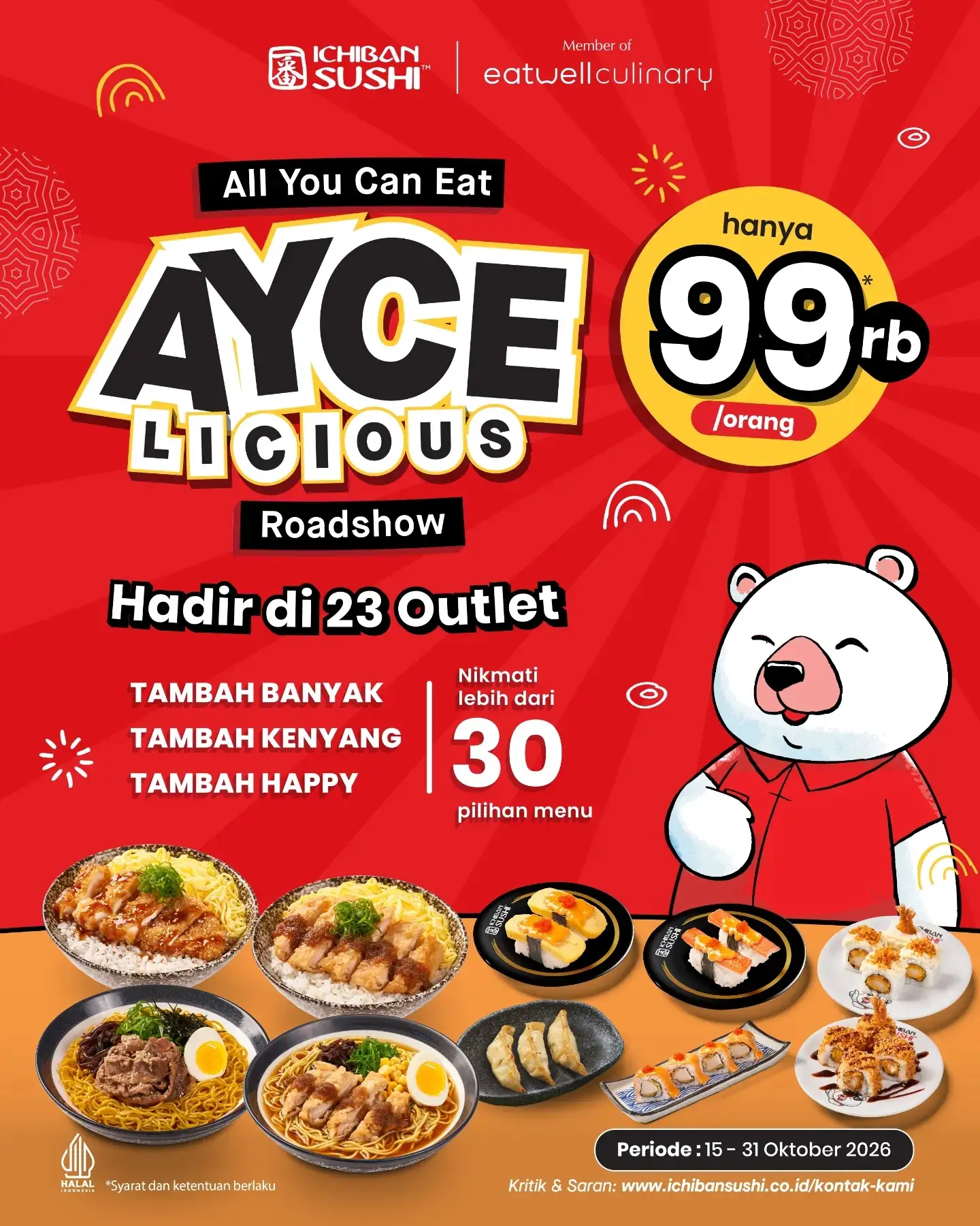 AYCELICIOUS Ichiban: All You Can Eat Sushi & Japanese Food Rp99RB/orang - Image 2