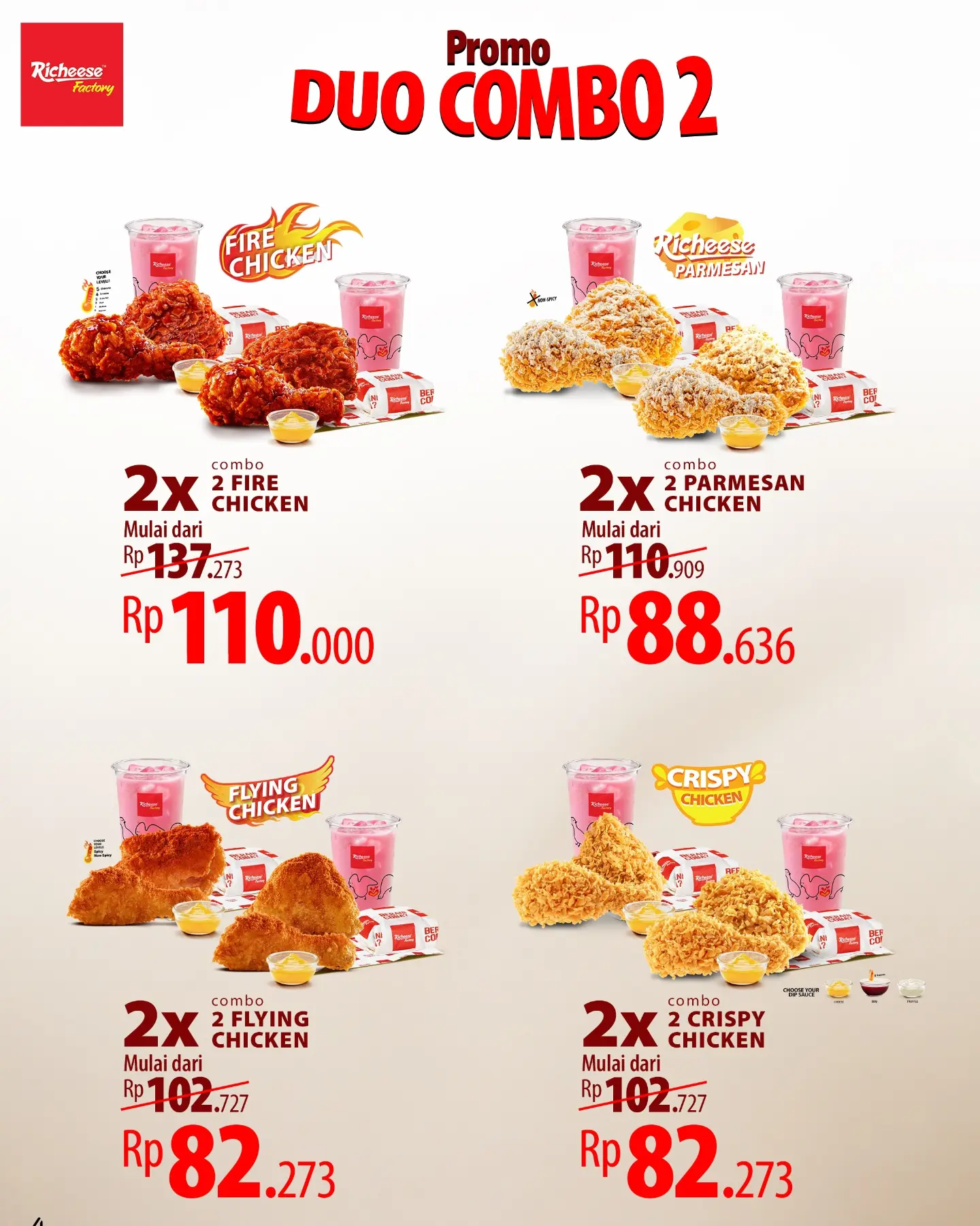 DUO COMBO 2 Richeese: 4 Ayam + 2 Nasi + 2 Minum, Hemat Berdua 16-18 Okt! - Image 3