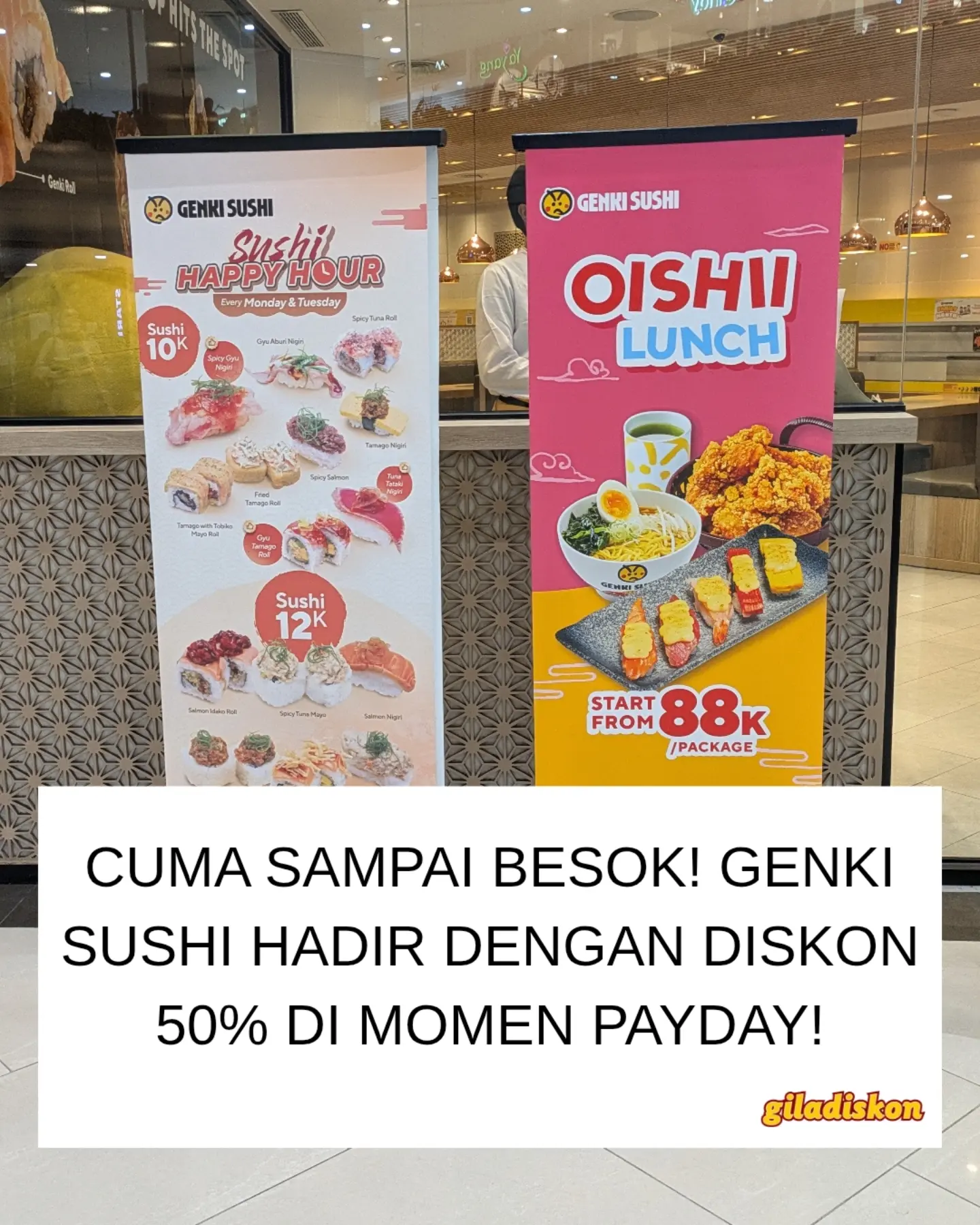 Diskon 50% Semua Menu Termasuk Salmon di Genki Sushi