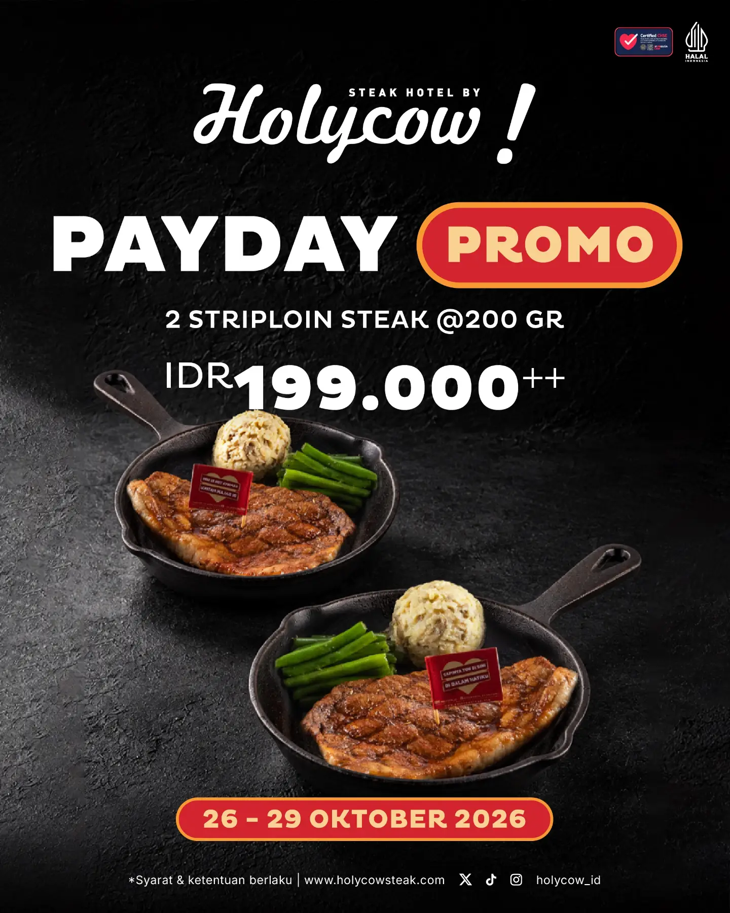 Promo Payday Holycow: 2 Striploin 200g Rp199.000++ - Image 2