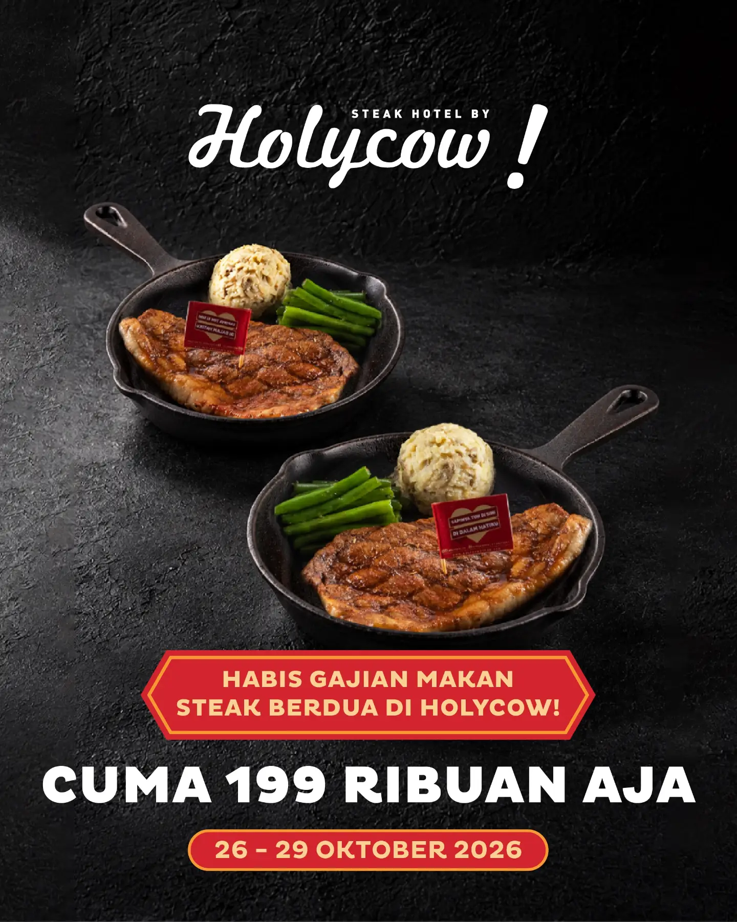 Promo Payday Holycow: 2 Striploin 200g Rp199.000++