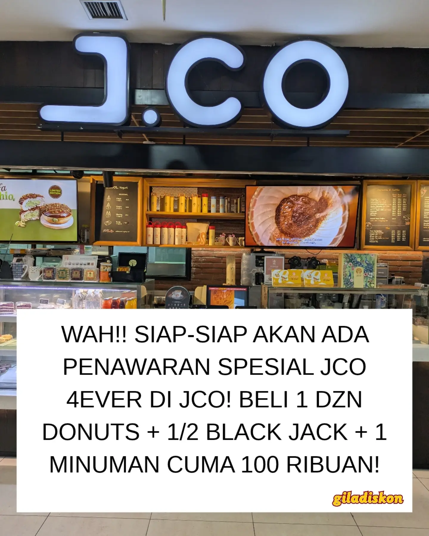 Promo JCO 4EVER: 1 Lusin Donat + Black Jack + Minuman 100 Ribuan