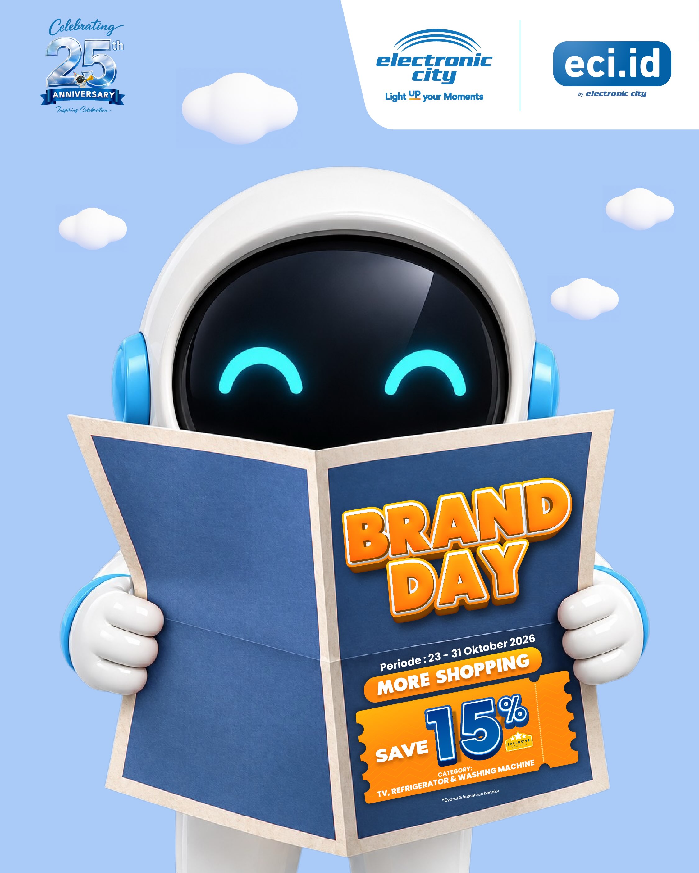 Brand Day Electronic City: Hemat 15% TV, Kulkas & Mesin Cuci