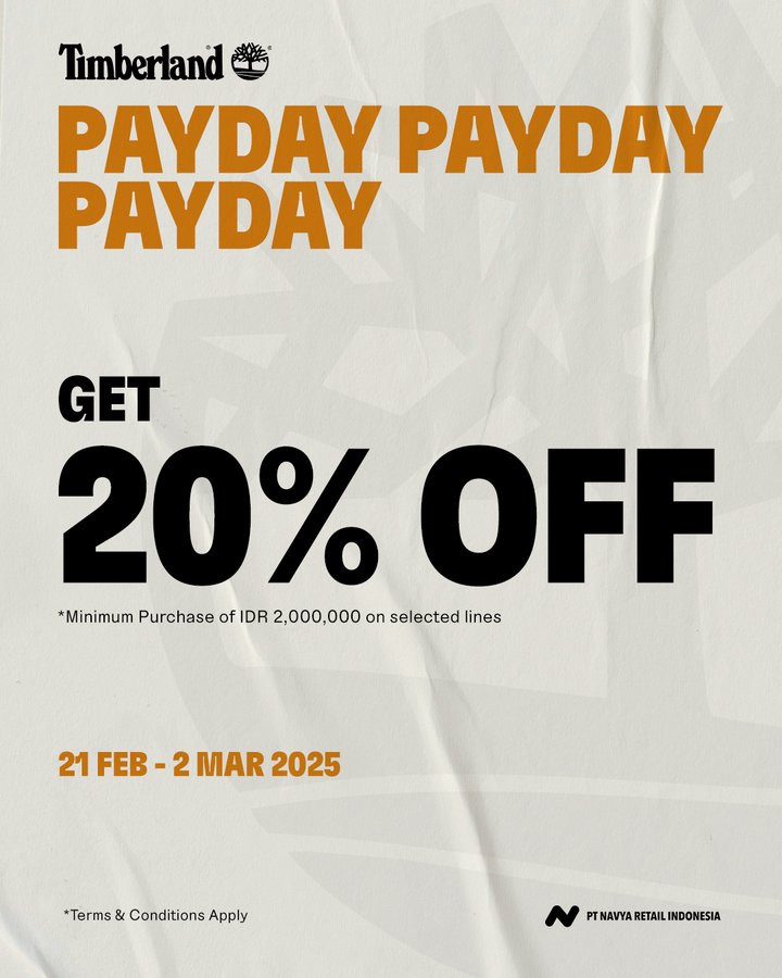 Promo Timberland Payday Diskon 20% - Image 1