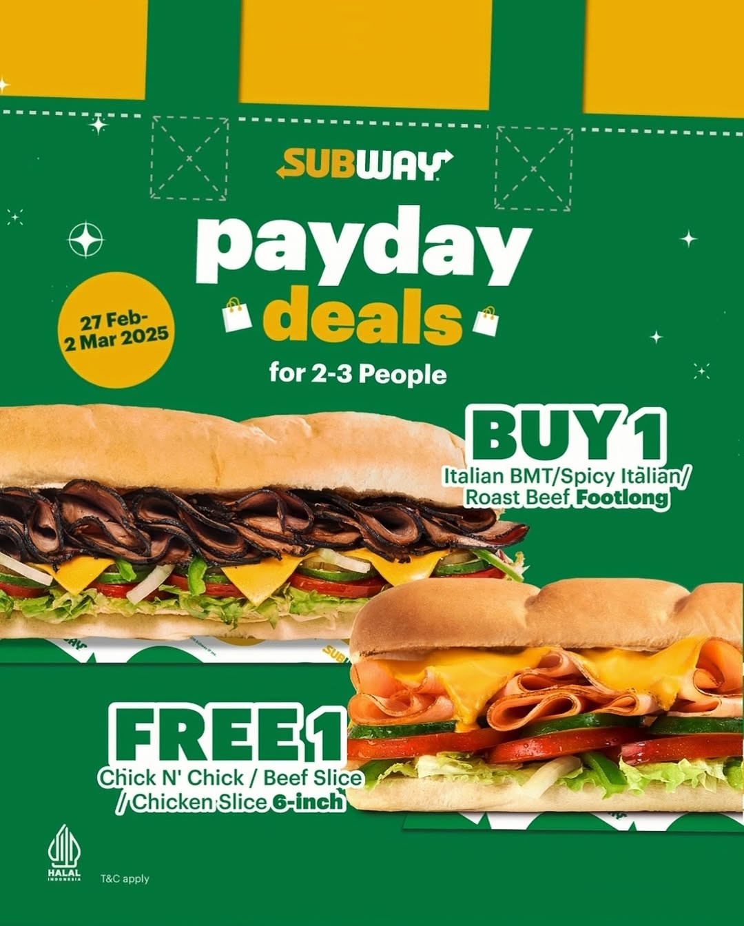 Promo Subway Payday Deals Buy 1 Get 1 FREE