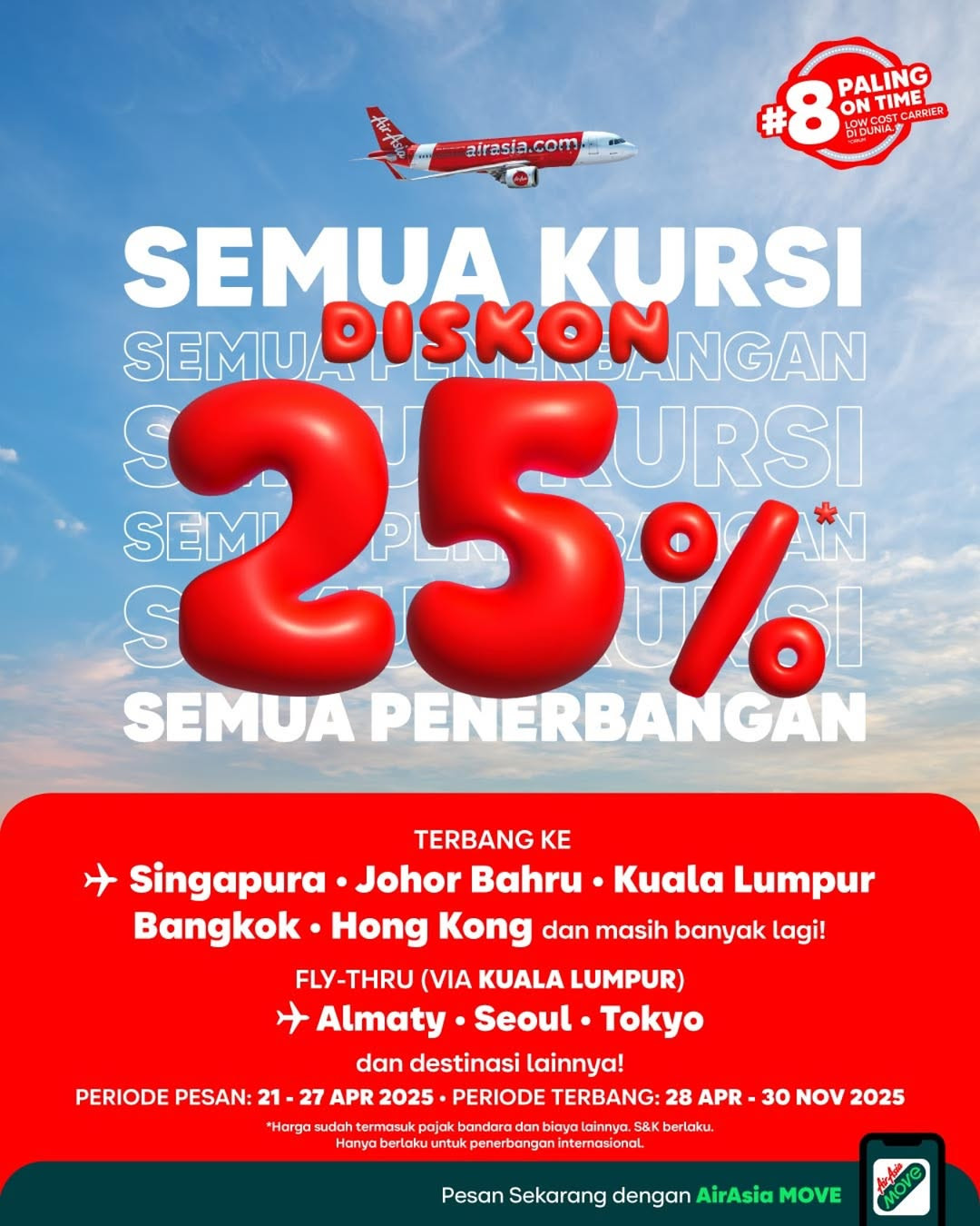 Promo AirAsia Diskon 25% Untuk Semua Penerbangan, Semua Kursi - Image 1