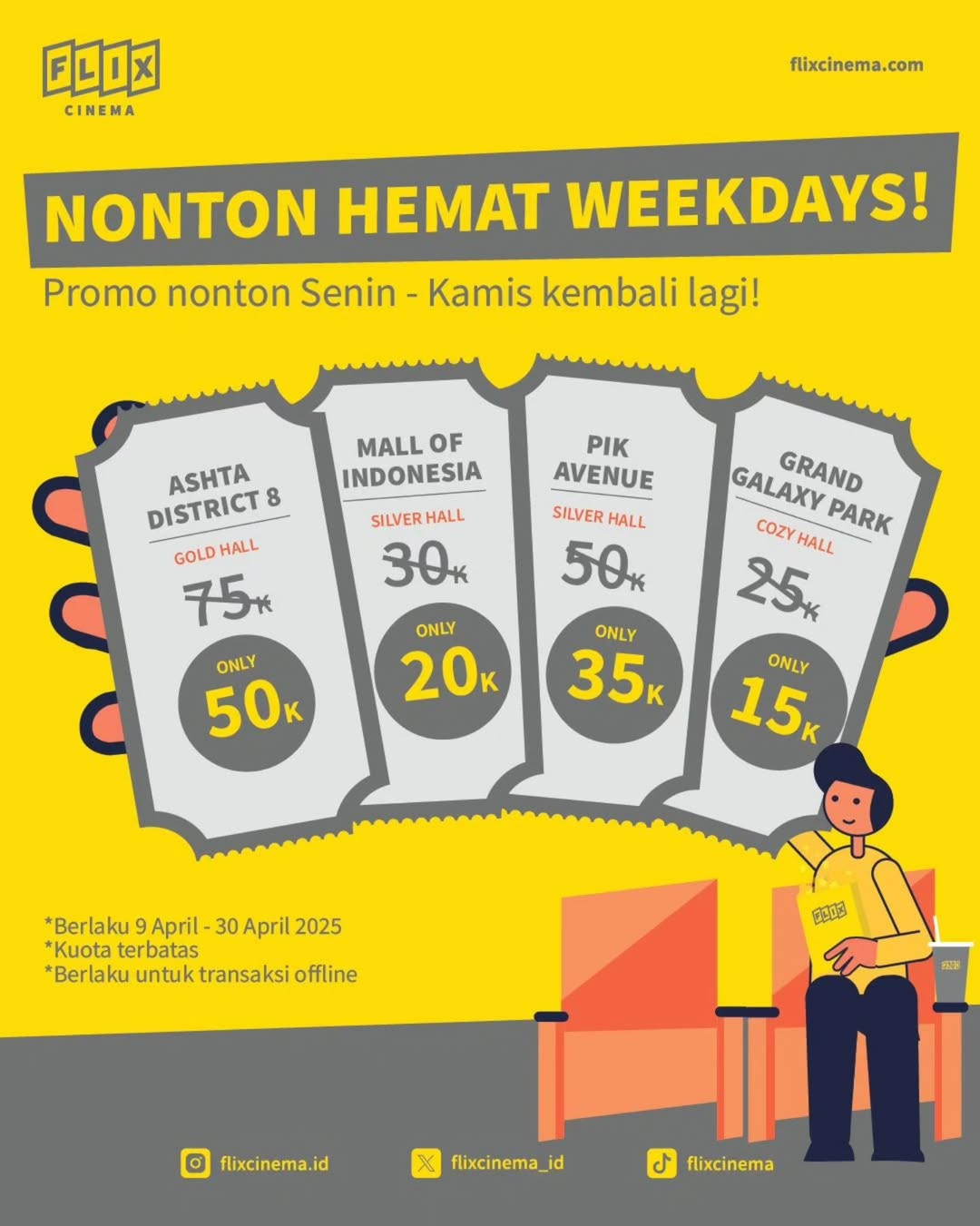 Promo Flix Cinema Nonton Hemat Weekdays Mulai Dari Rp 15K April 2025 - Image 1