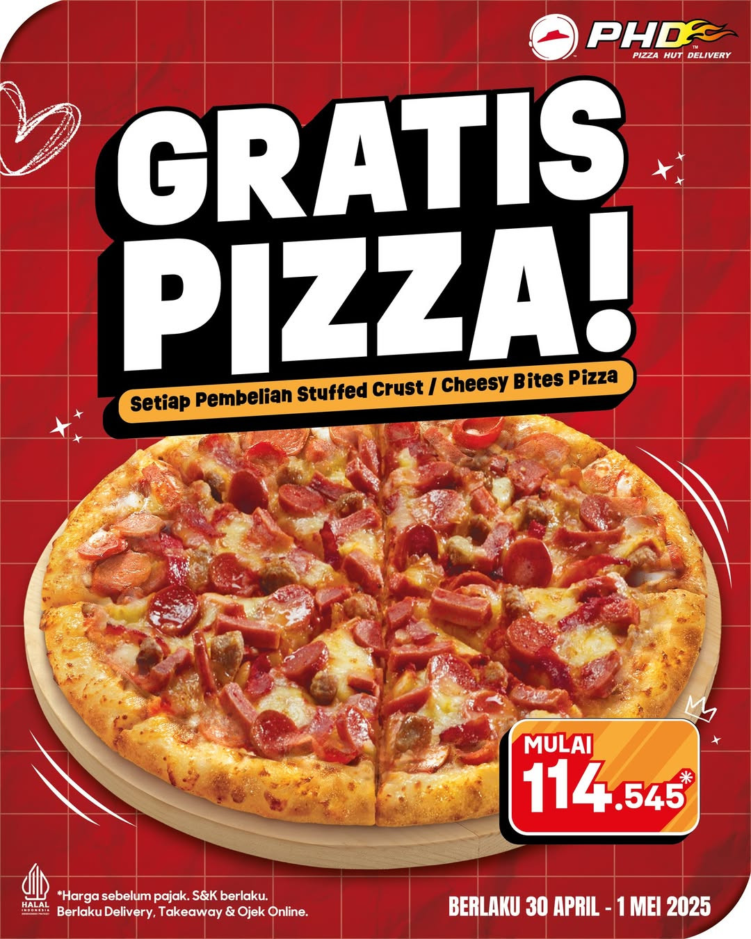 Promo PHD GRATIS Pizza Tiap Pembelian Stuffed Crust/Cheesy Bites Pizza - Image 2