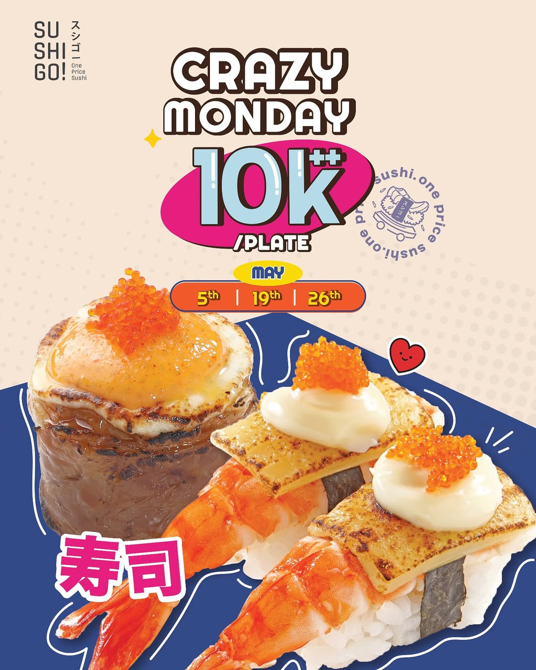 Promo Sushi Go Crazy Monday All Plates Rp 10.000++ May 2025 - Image 1