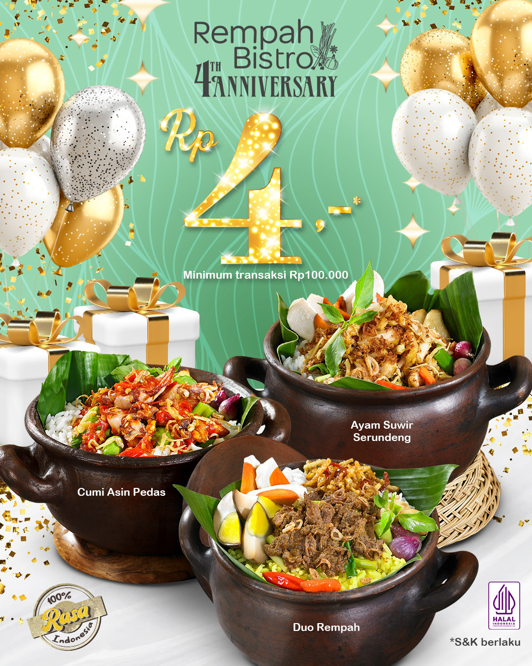 Promo Rempah Bistro 4th Anniversary Nasi Kendil Rp 4 - Image 2