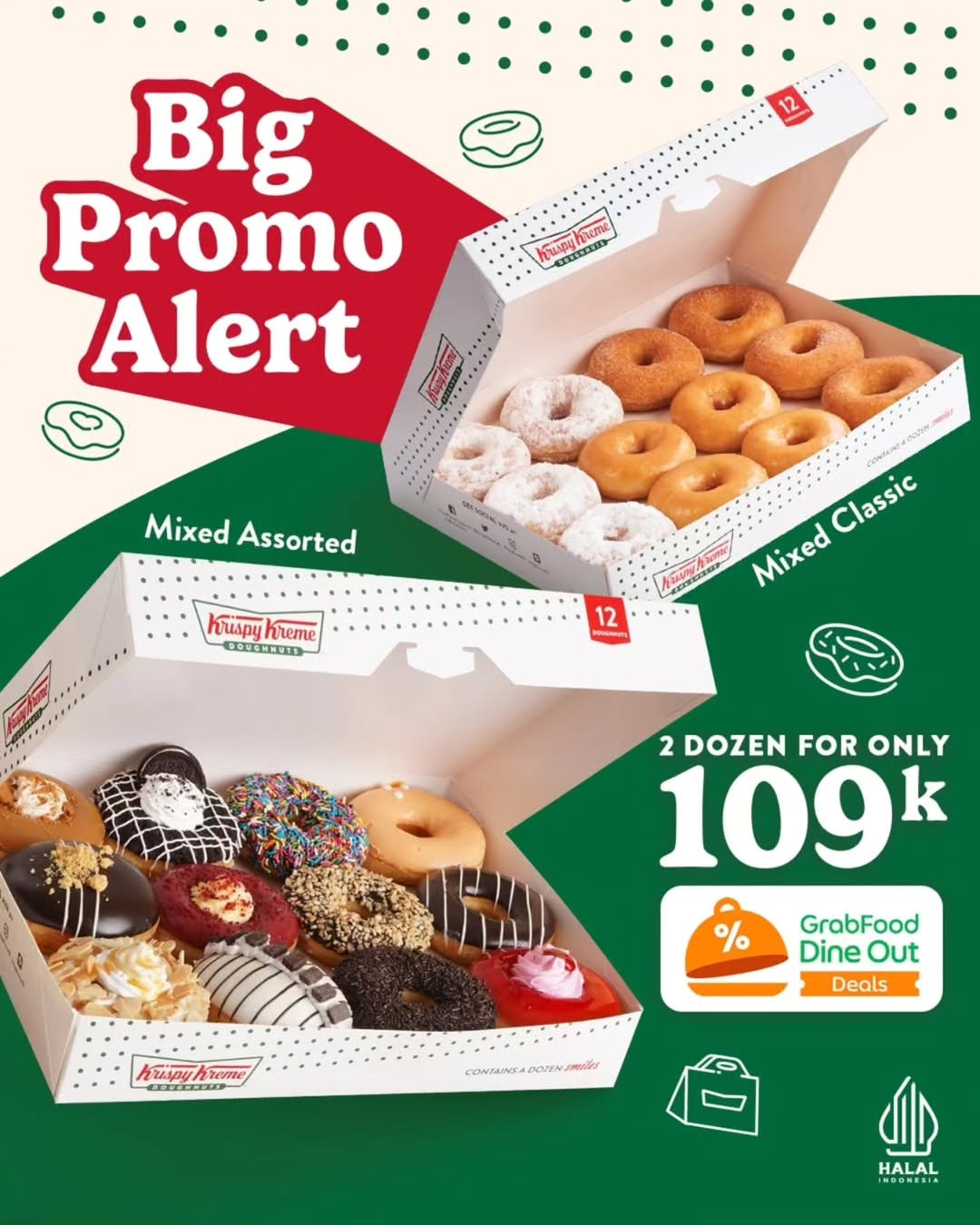 Promo Krispy Kreme Big Promo Alert Beli 2 Lusin Hanya Rp 109.000 dengan Grabfood - Image 2