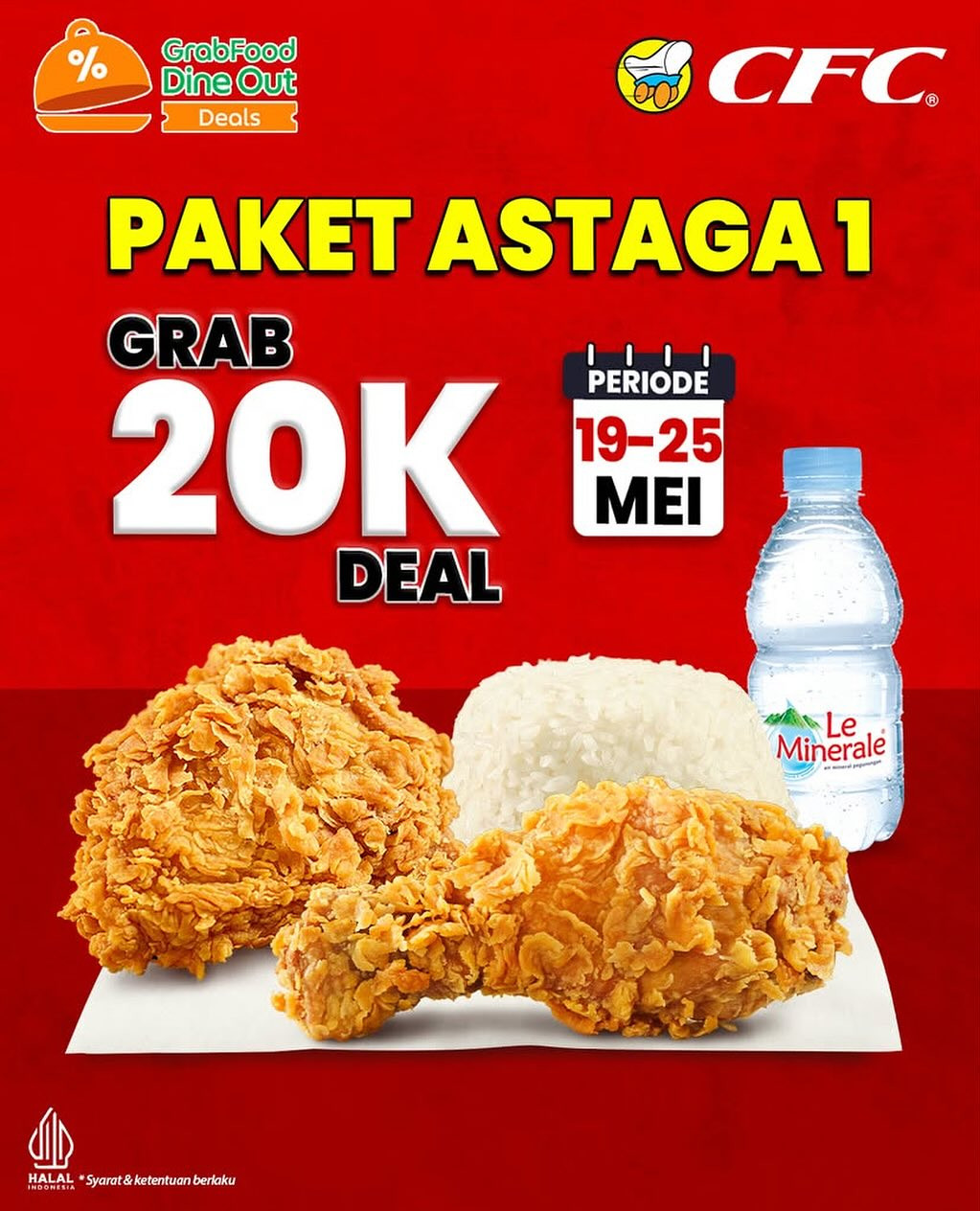 Promo CFC Paket Astaga 1 Rp 20.000 dengan GrabDineOut