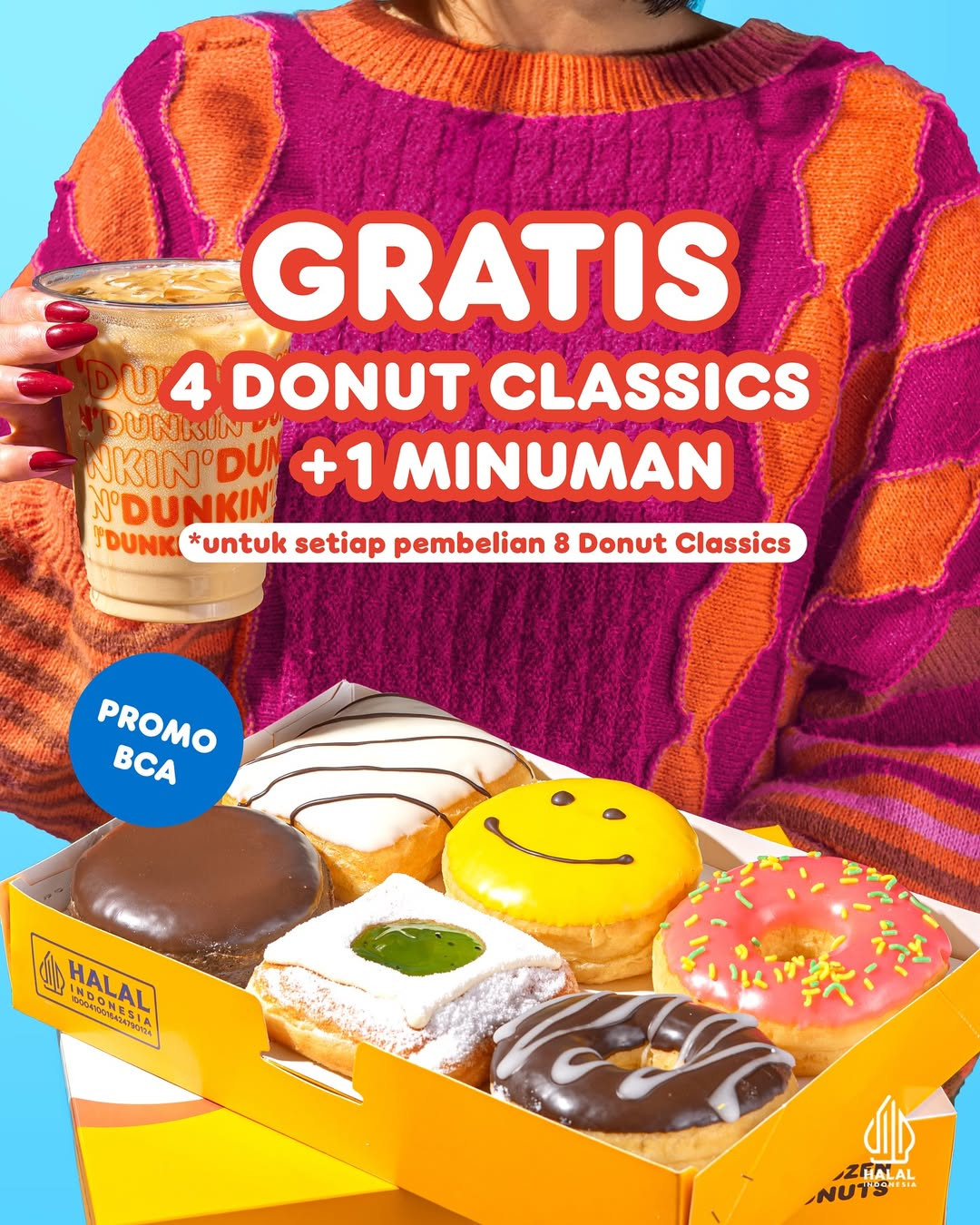 Promo Dunkin GRATIS 2 Donat + 1 Minuman Tiap Pembelian 8 Donat dengan BCA