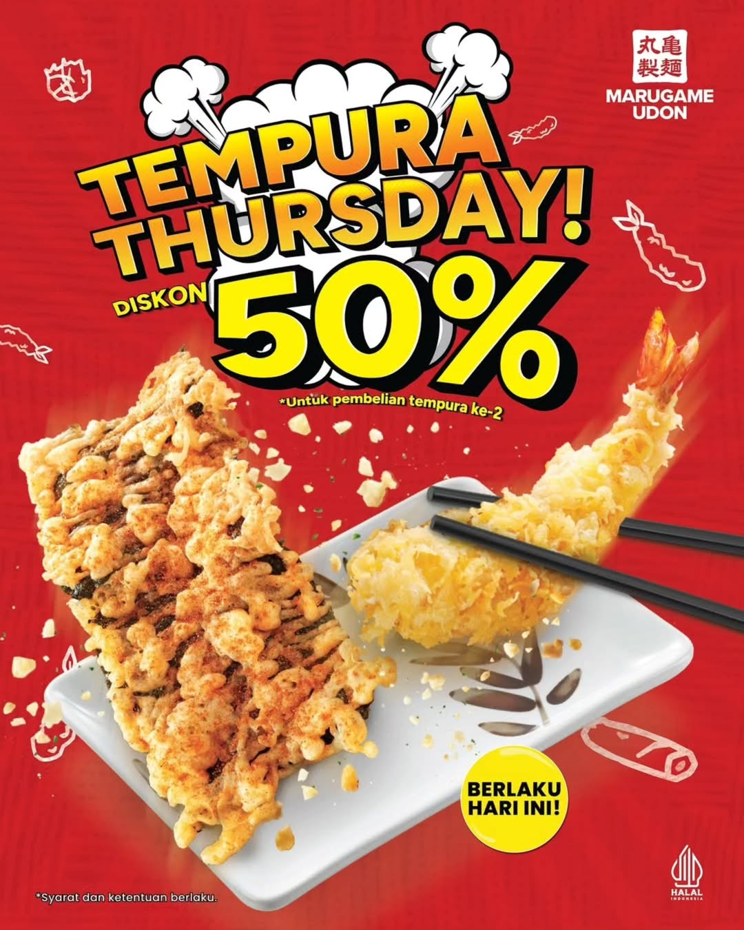 Promo Marugame Udon Tempura Thursday Diskon 50% Tiap Kamis - Image 1