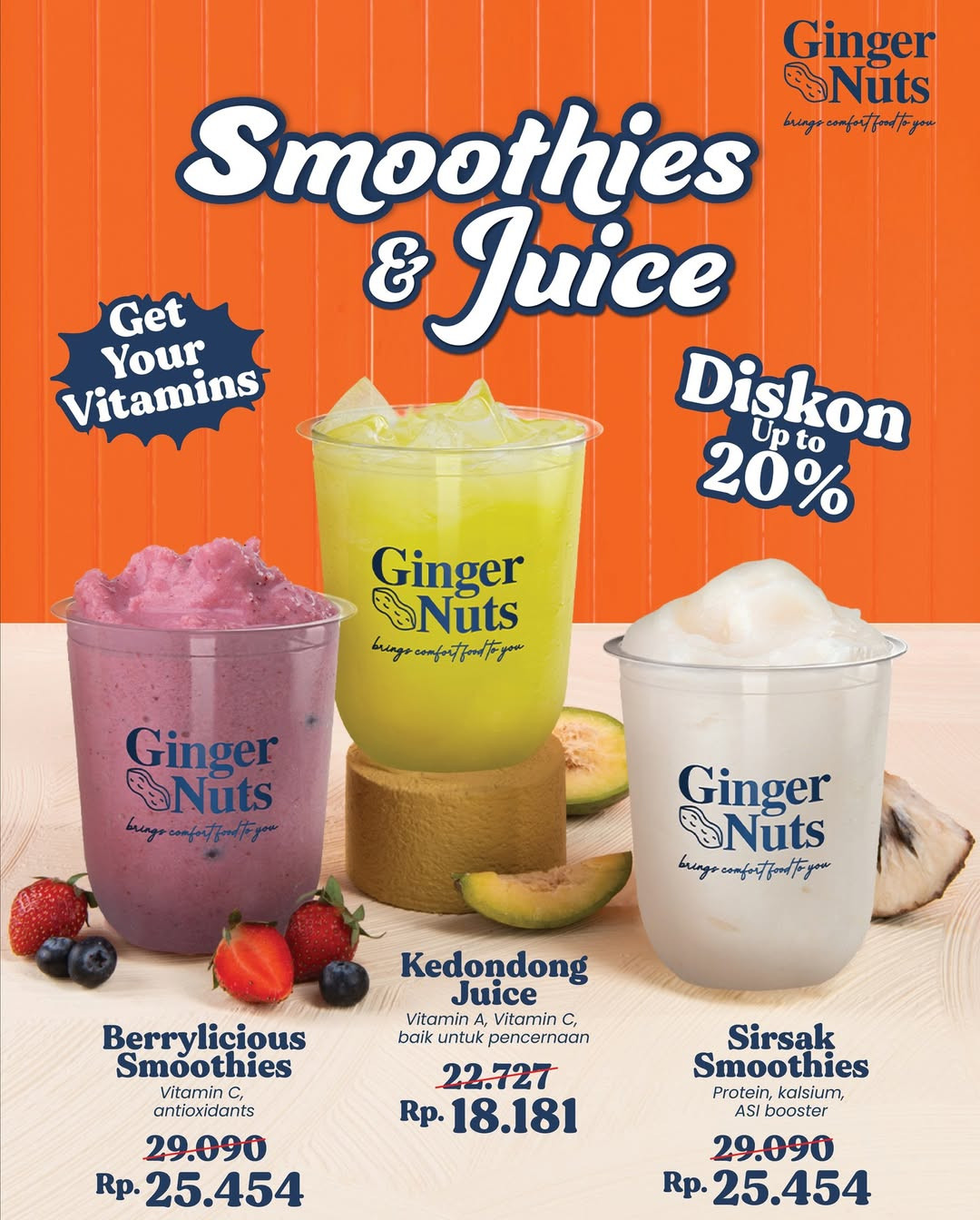 Promo Ginger Nuts Smoothies & Juice Diskon s/d 20% - Image 1