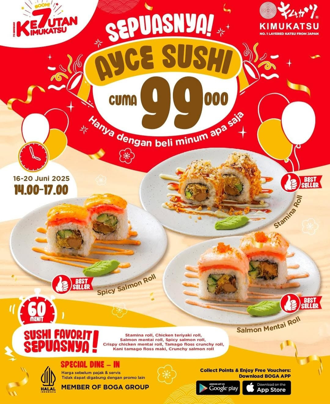 Promo Kimukatsu AYCE Sushi Hanya Rp 99K Hanya dengan Beli Minuman - Image 1