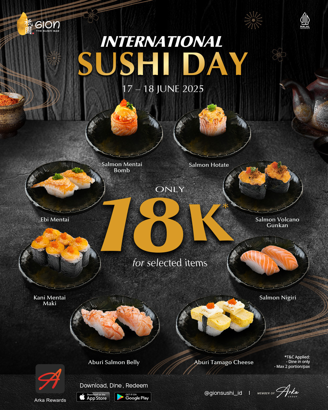 Promo Gion The Sushi Bar Sushi International Sushi Day Deal, Hanya Rp 18K - Image 1