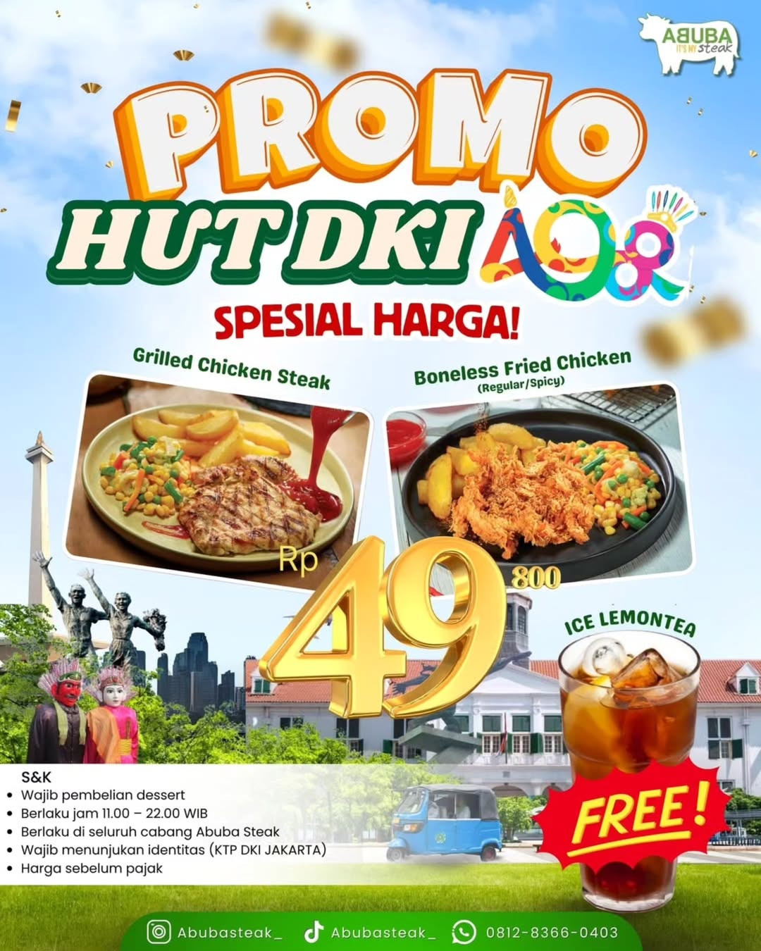 Promo Abuba Steak HUT DKI Hanya Rp 49.800 - Image 1