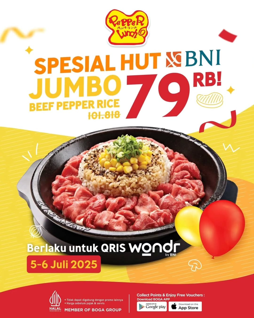 Promo Pepper Lunch Buy Special HUT BNI  Beef Pepper Rice Rp 79.000 - Image 2