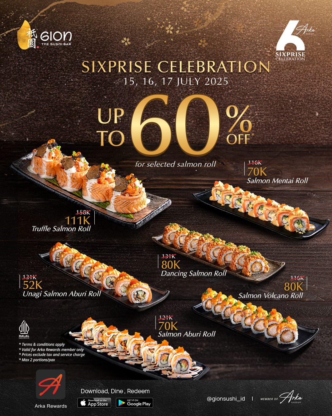Promo Gion The Sushi Bar Diskon s/d 60% Untuk Sushi Rolls - Image 1
