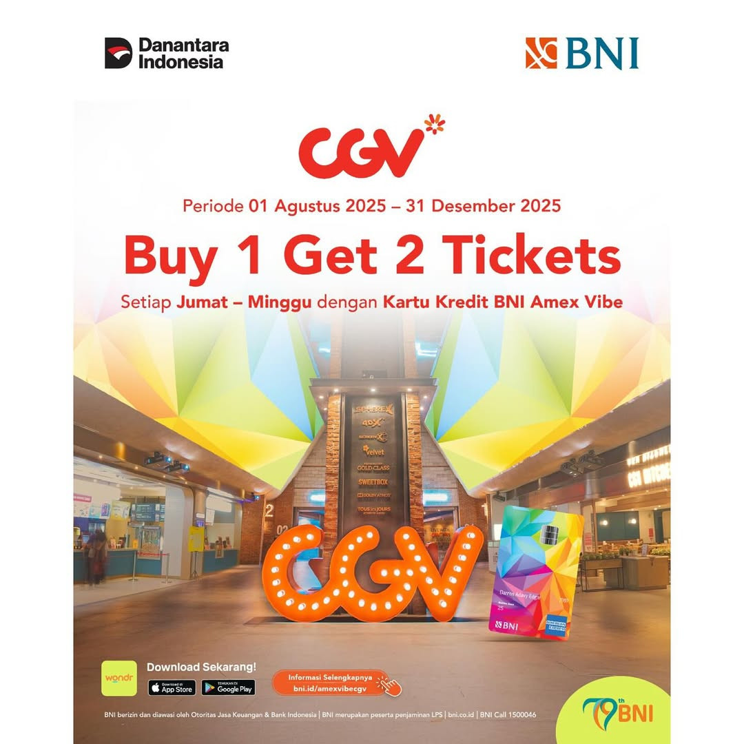Promo CGV Buy 1 Get 2 Ticket dengan Kartu Kredit BNI - Image 2