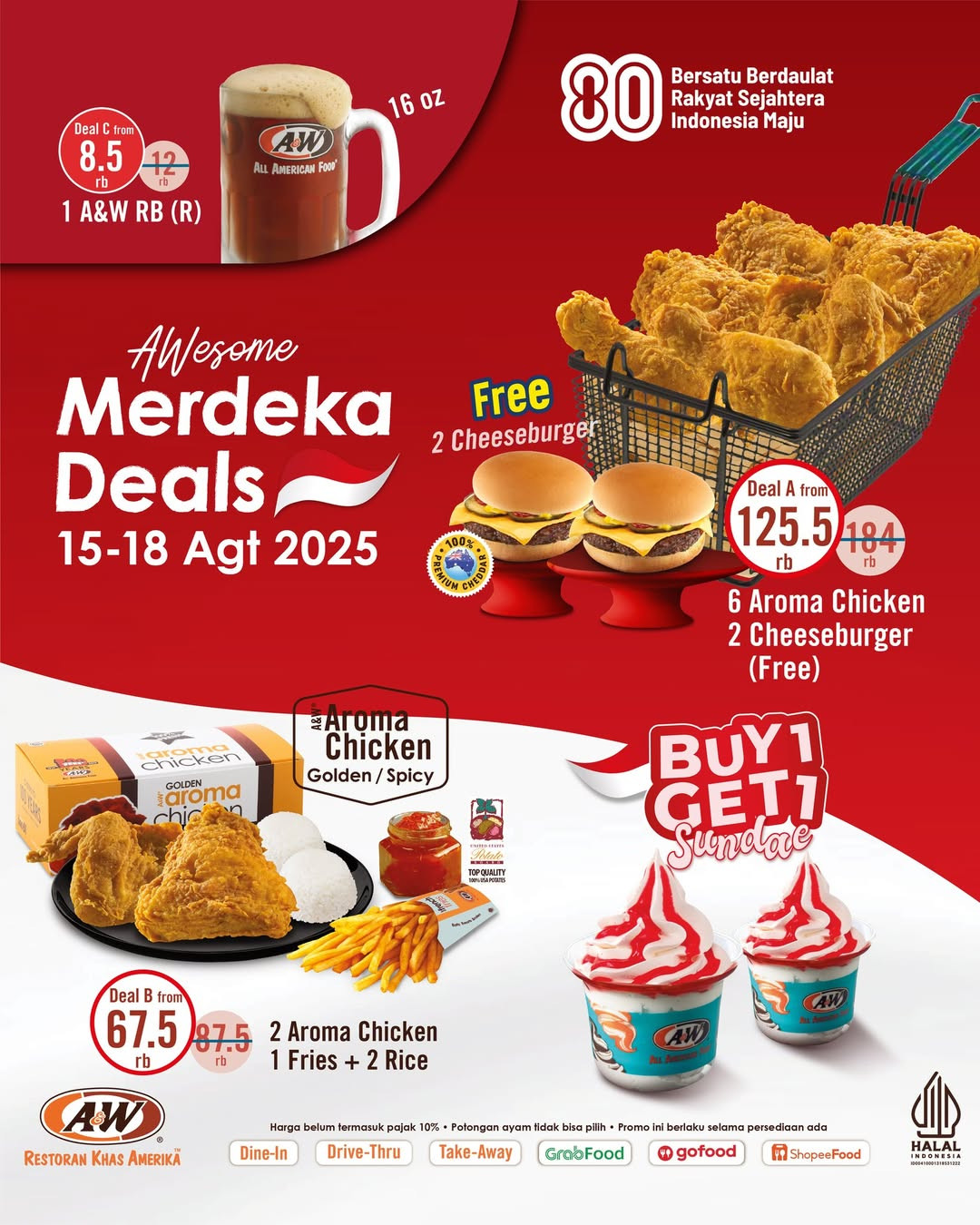 Promo A&W Merdeka Deals 15 - 17 Agustus 2025 - Image 1