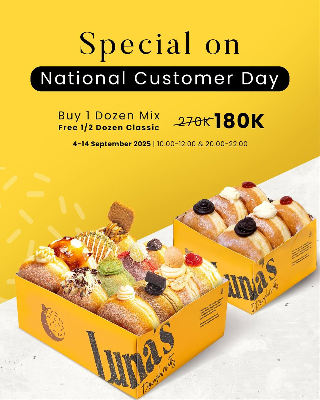 Promo Luna Doughnuts Customer's Day GRATIS 1/2 Lusin Donat - Image 1