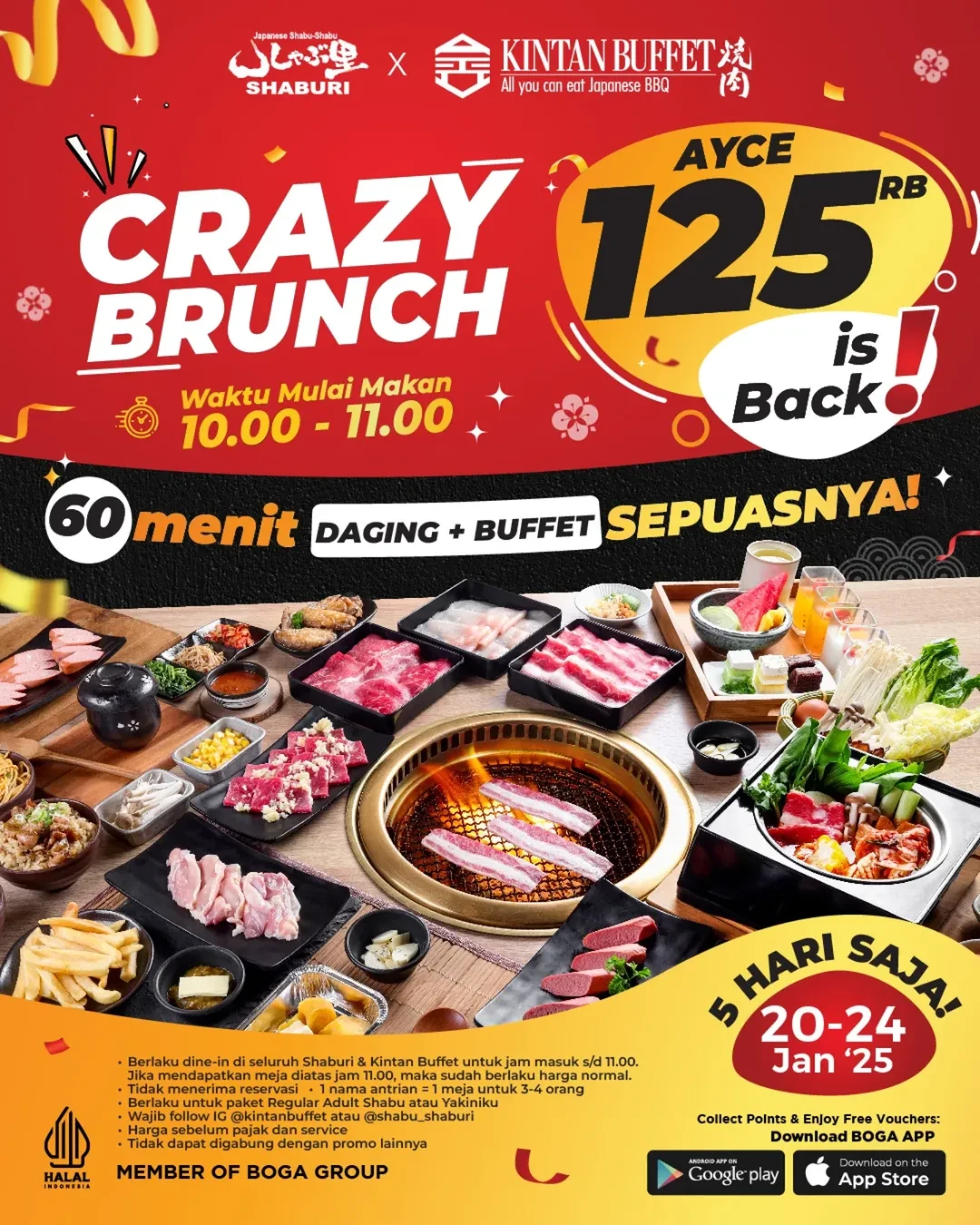Promo Kintan Buffet & Shaburi AYCE Crazy Brunch Rp 125.000