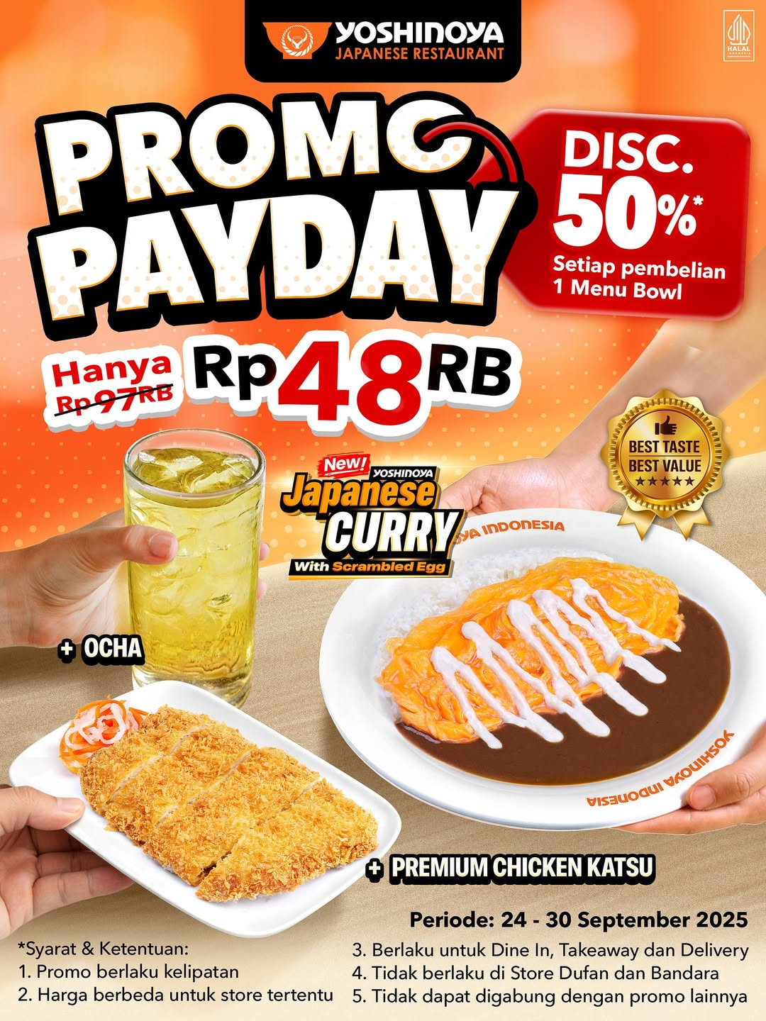 Promo Yoshinoya Payday Diskon s/d 50% Hanya Rp 48.000 - Image 1